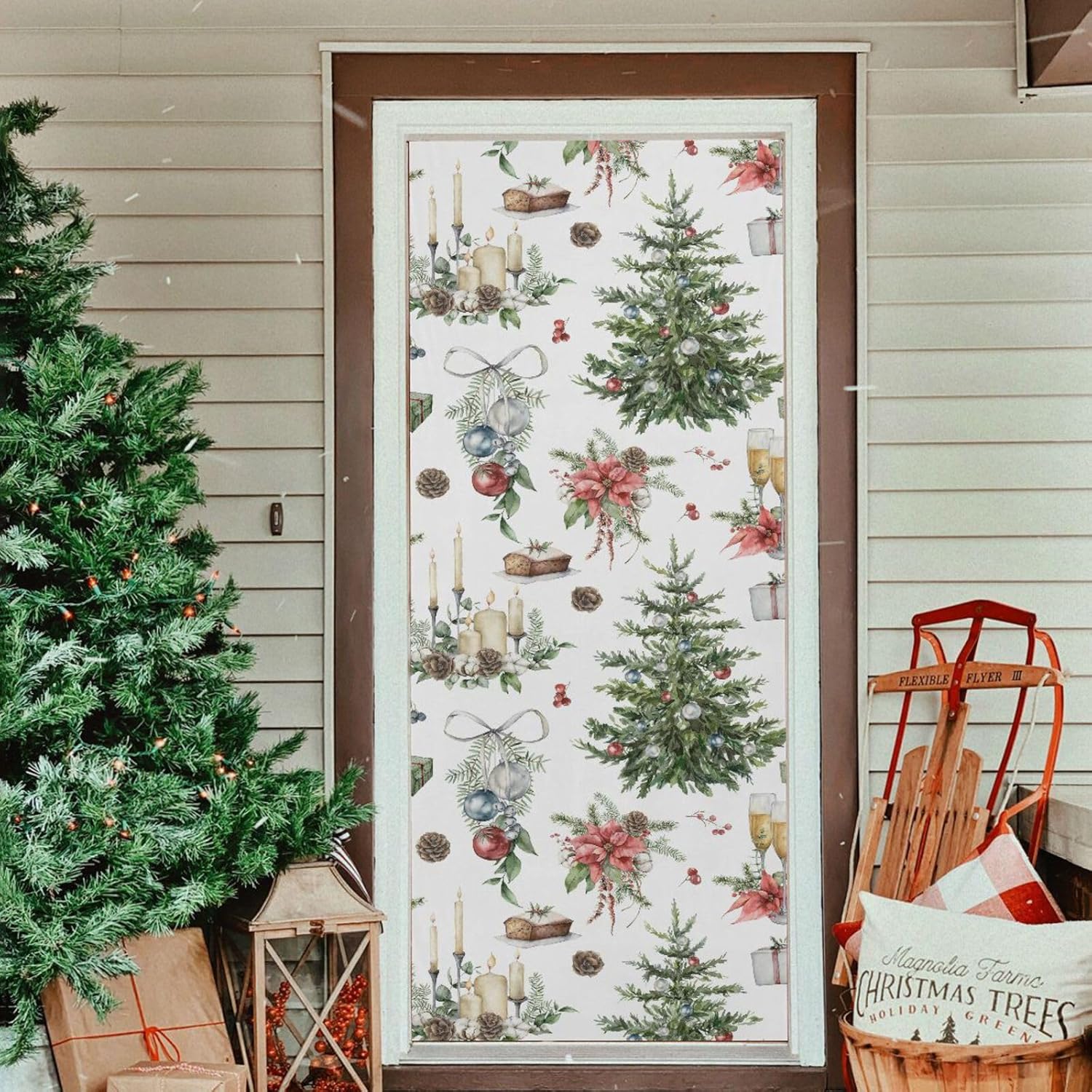 MCHIVER Christmas Tree Wine Candles Door Cover