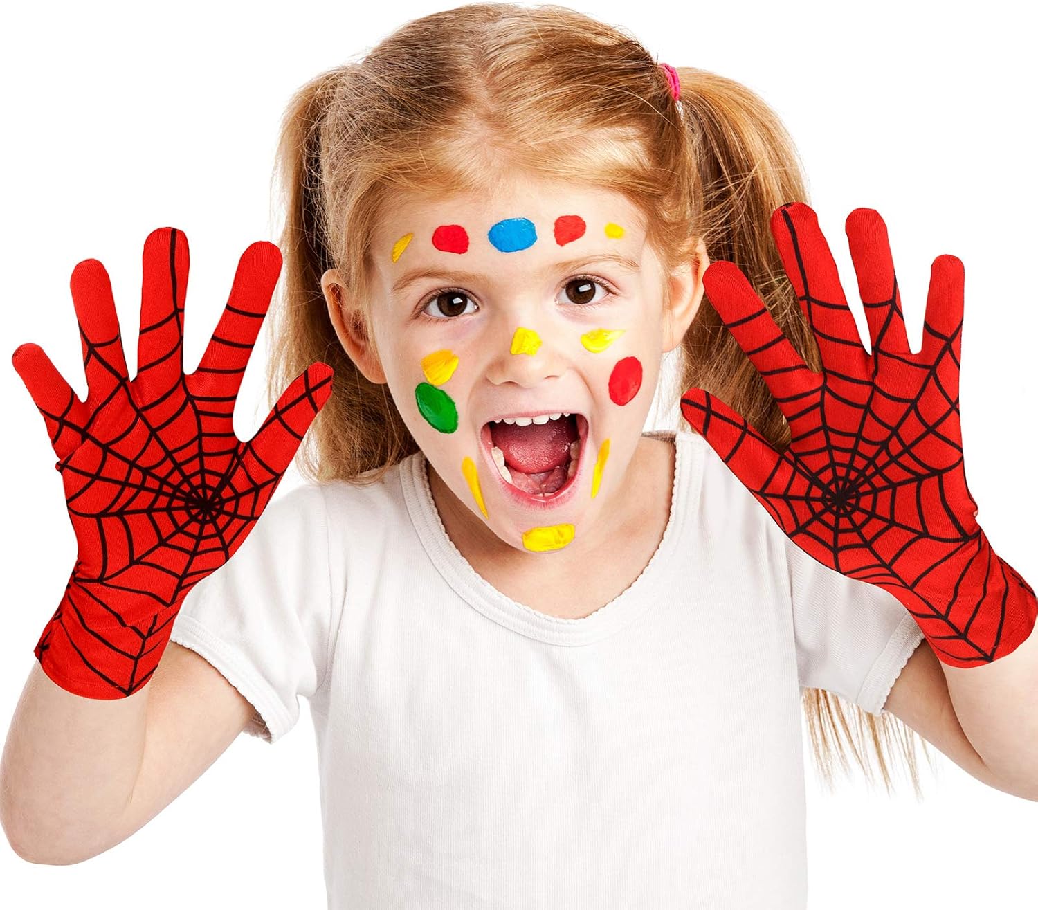 Geyoga Spider Web Gloves Red Black Halloween Costume