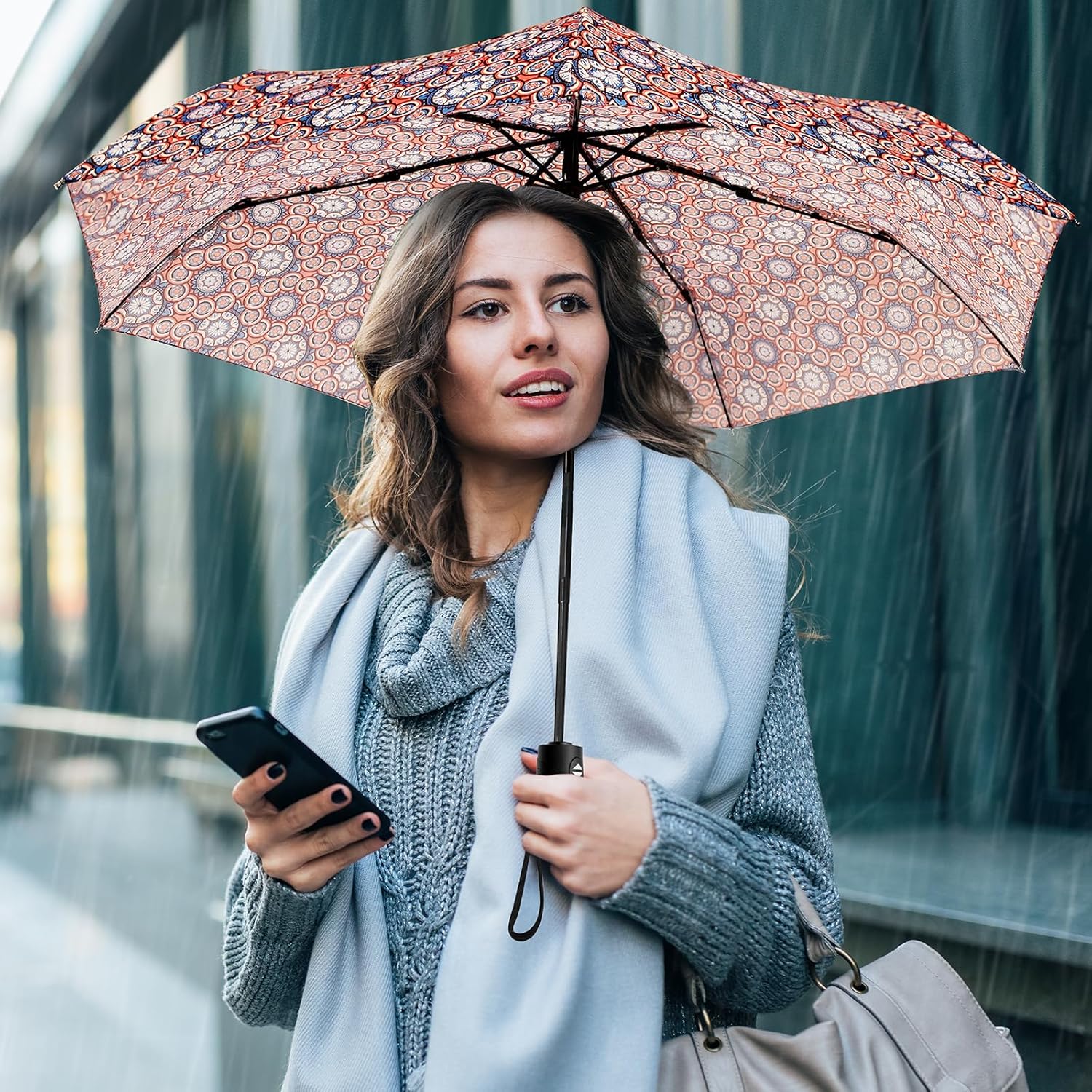 Trenovo Travel Umbrella - Compact Automatic Windproof Lightweight Colorful