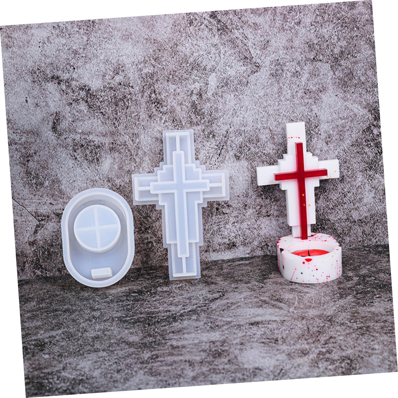 Housoutil 1Set Cross Shape Silicone Candle Stick Holder for Candle Making