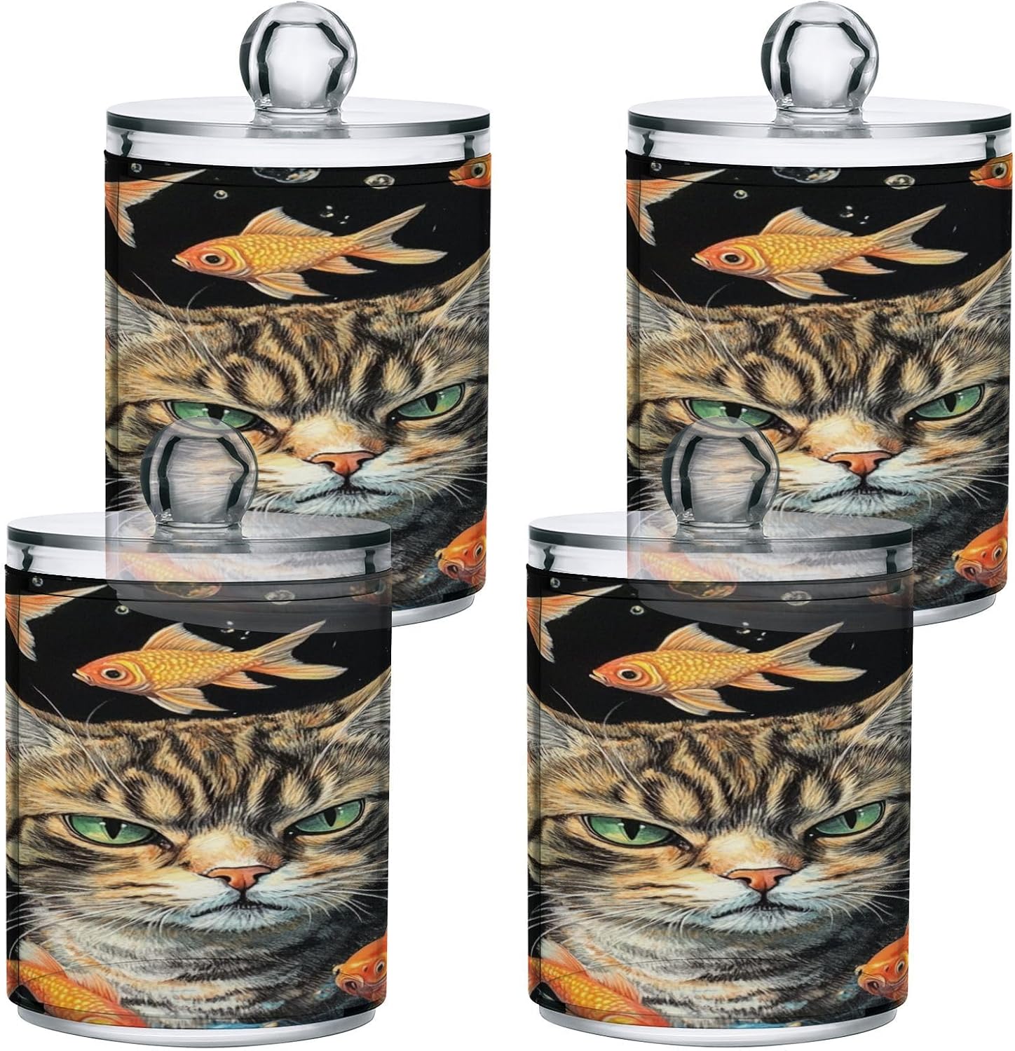 4Pack Clear Plastic Canisters with Lids - Leakproof Durable Bathroom Storage