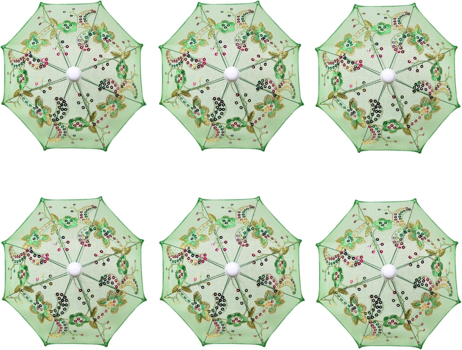 THY COLLECTIBLES 6 Mini Lace Parasols with Sequins