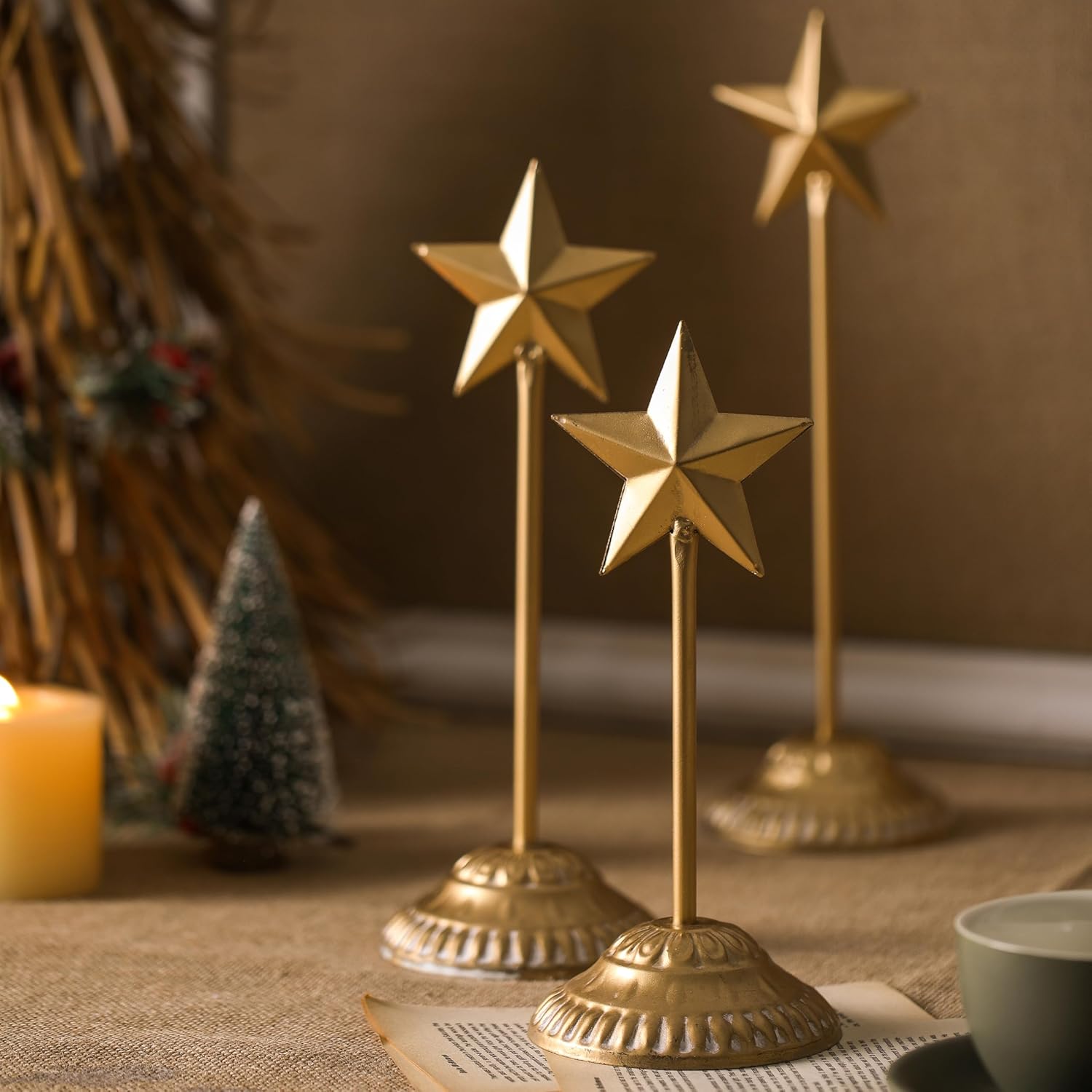 SOFE Standing Gold Star Set of 3 - Decorative Table Centerpieces