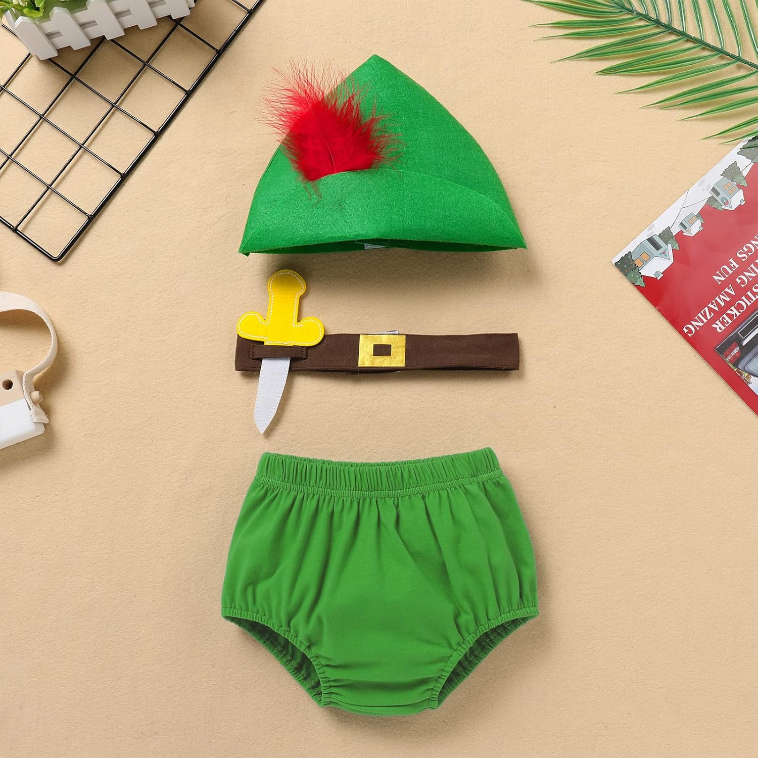 IMEKIS Baby Boy Green Halloween Costume with Belt and Hat