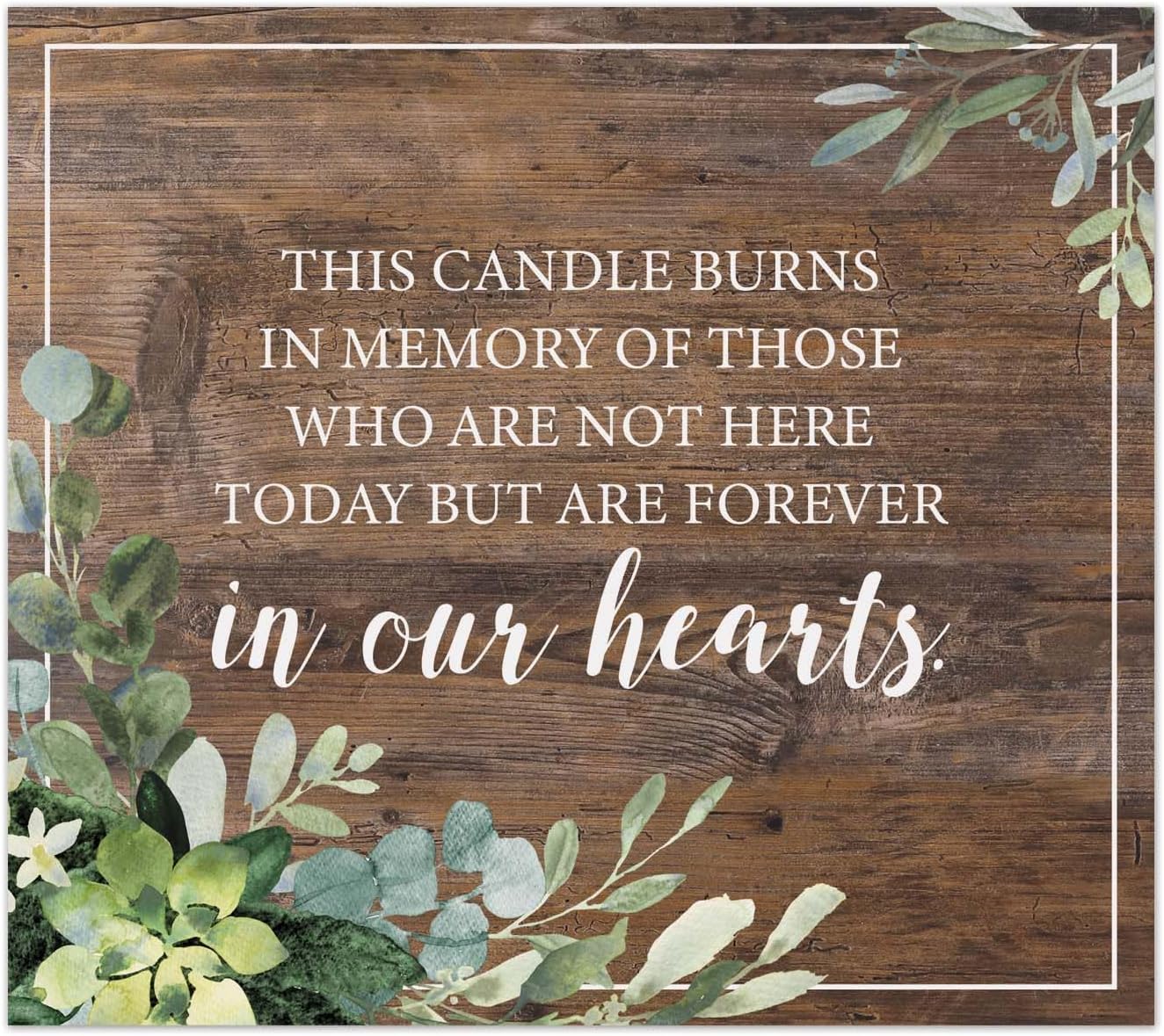 Lush Greenery Memorial Wedding Sign - 8 x 9 Rustic