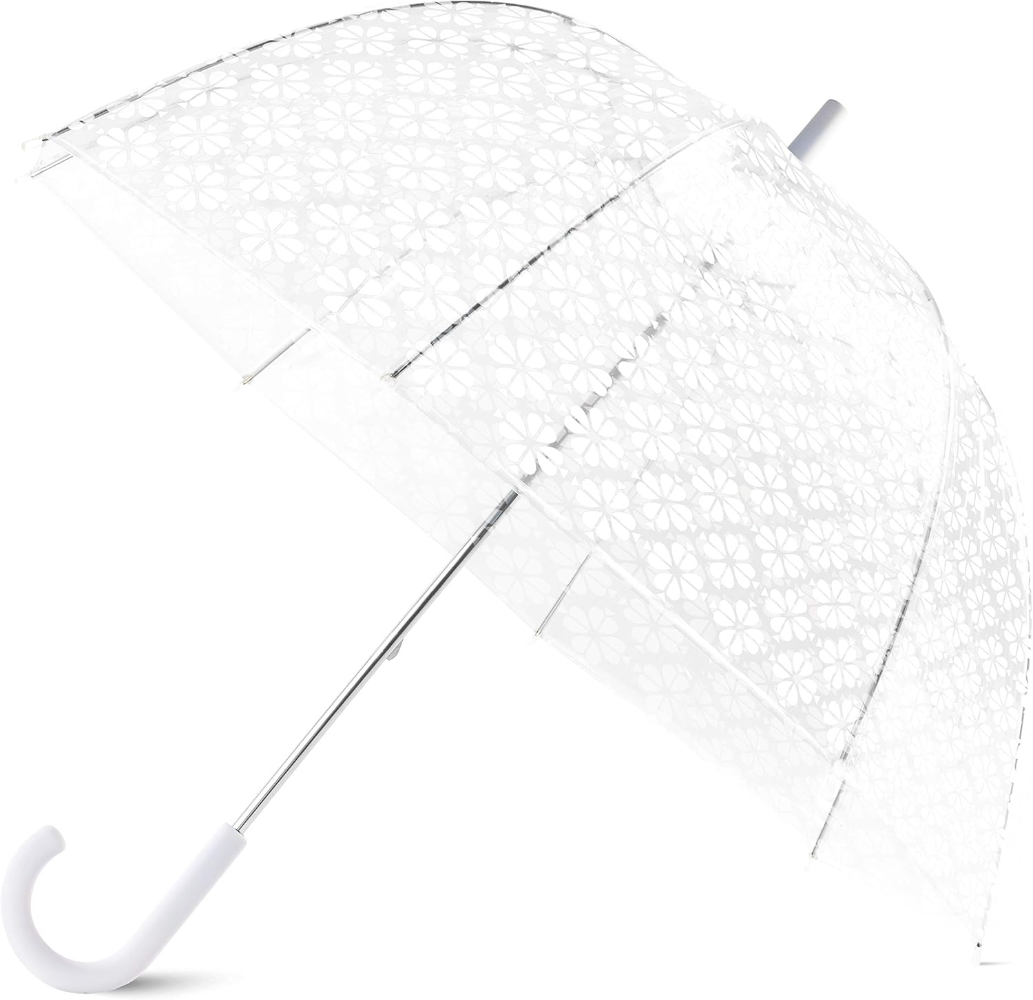 Kate Spade New York Clear Umbrella with White Spade Flower Design