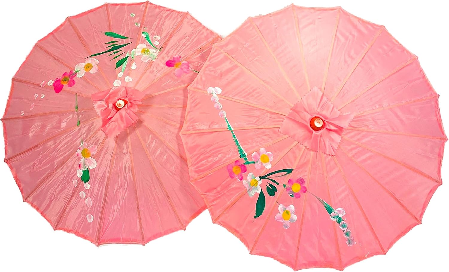 TJ Global 33 Bamboo Parasol Umbrellas - 2 Pink