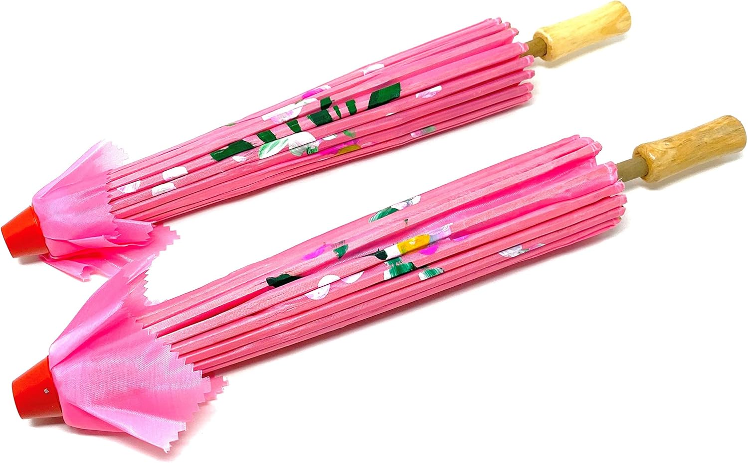 TJ Global 33 Bamboo Parasol Umbrellas - 2 Pink