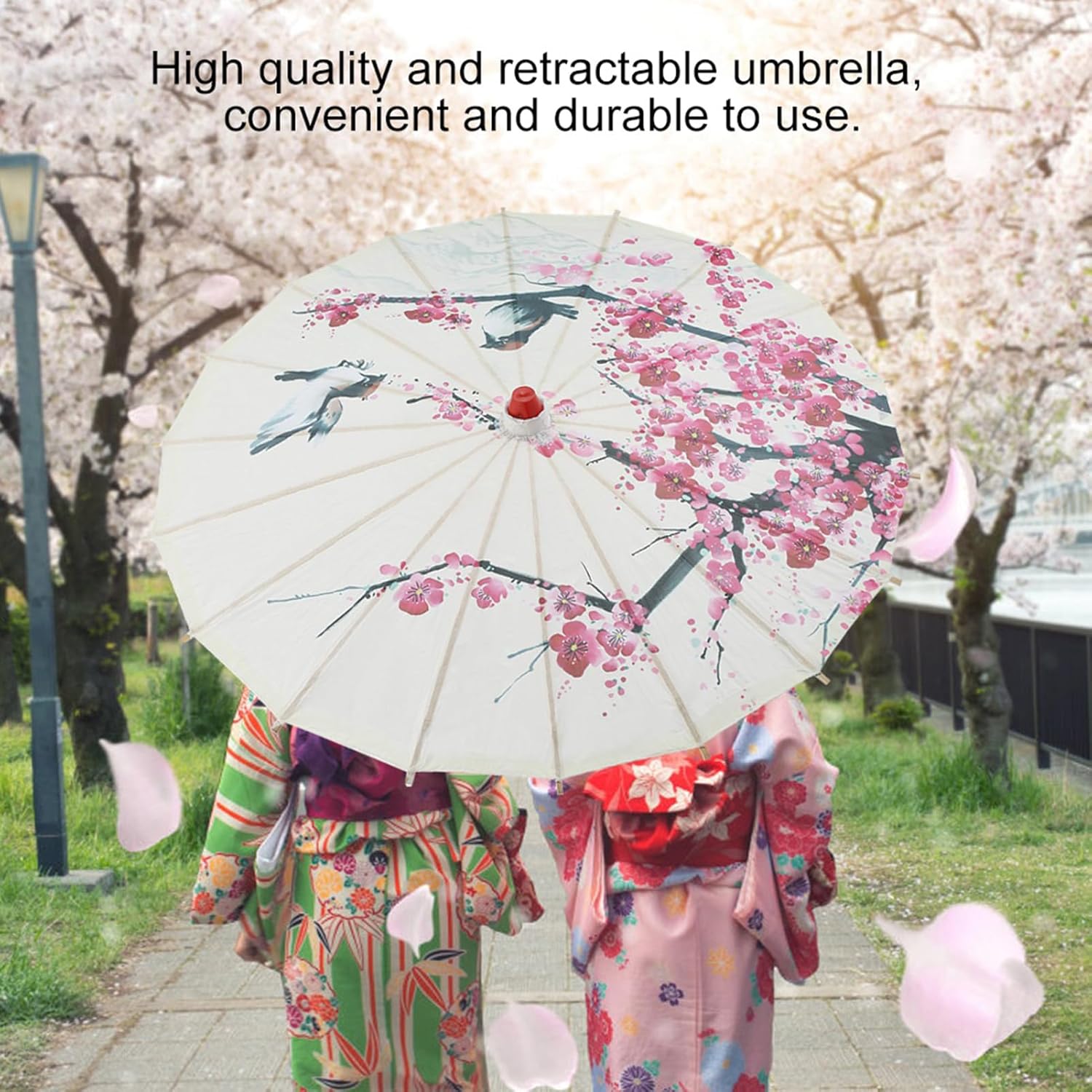 HEEPDD 22 Handmade Oiled Paper Umbrella with Plum Blossom Design 1