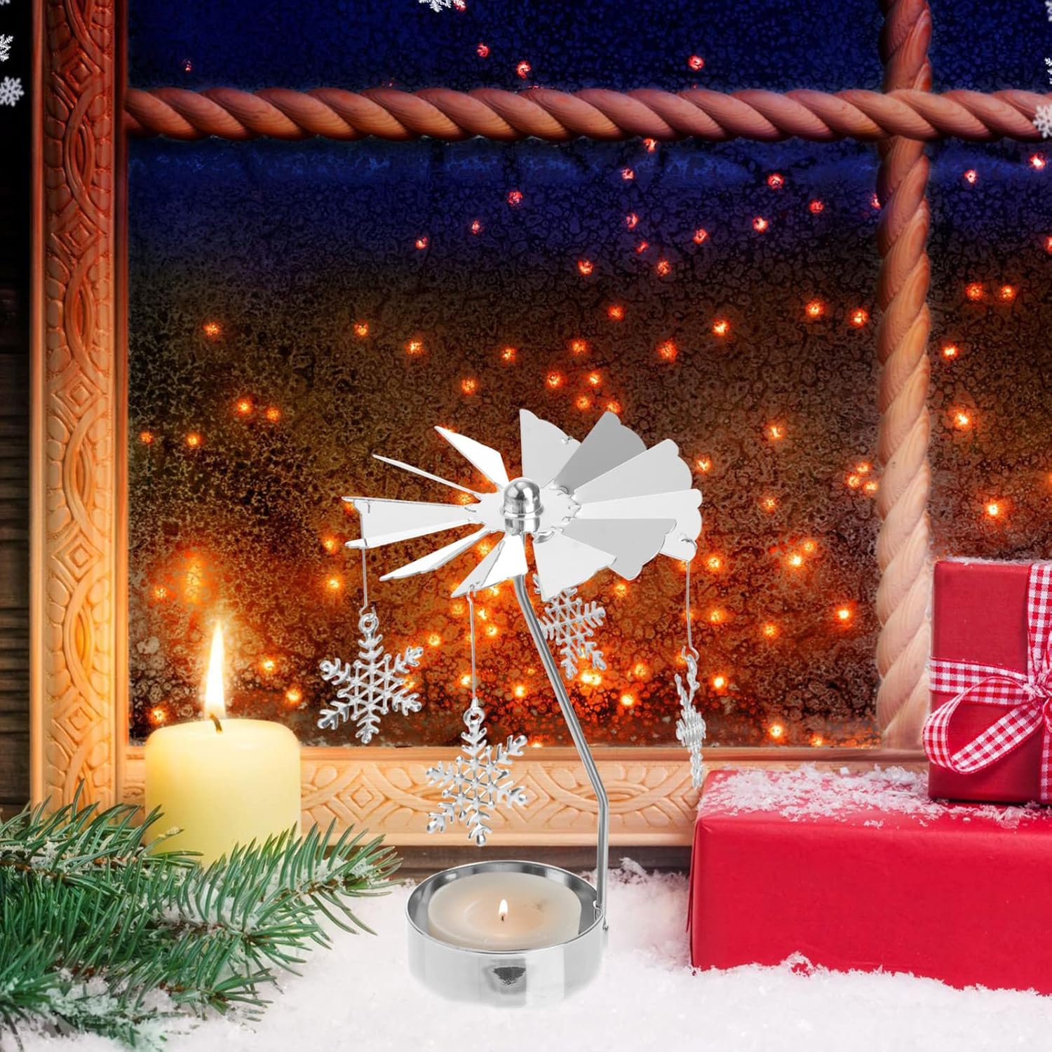 IMIKEYA 3pcs Rotating Candle Holders for Christmas Desk