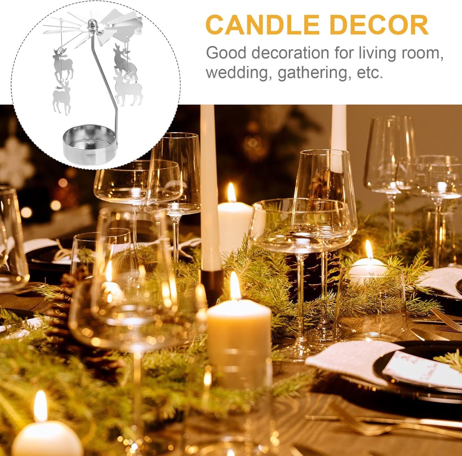IMIKEYA 3pcs Rotating Candle Holders for Christmas Desk