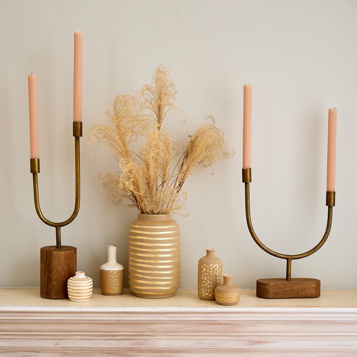 Main Mesa Asymmetrical Wood and Metal Candle Holder