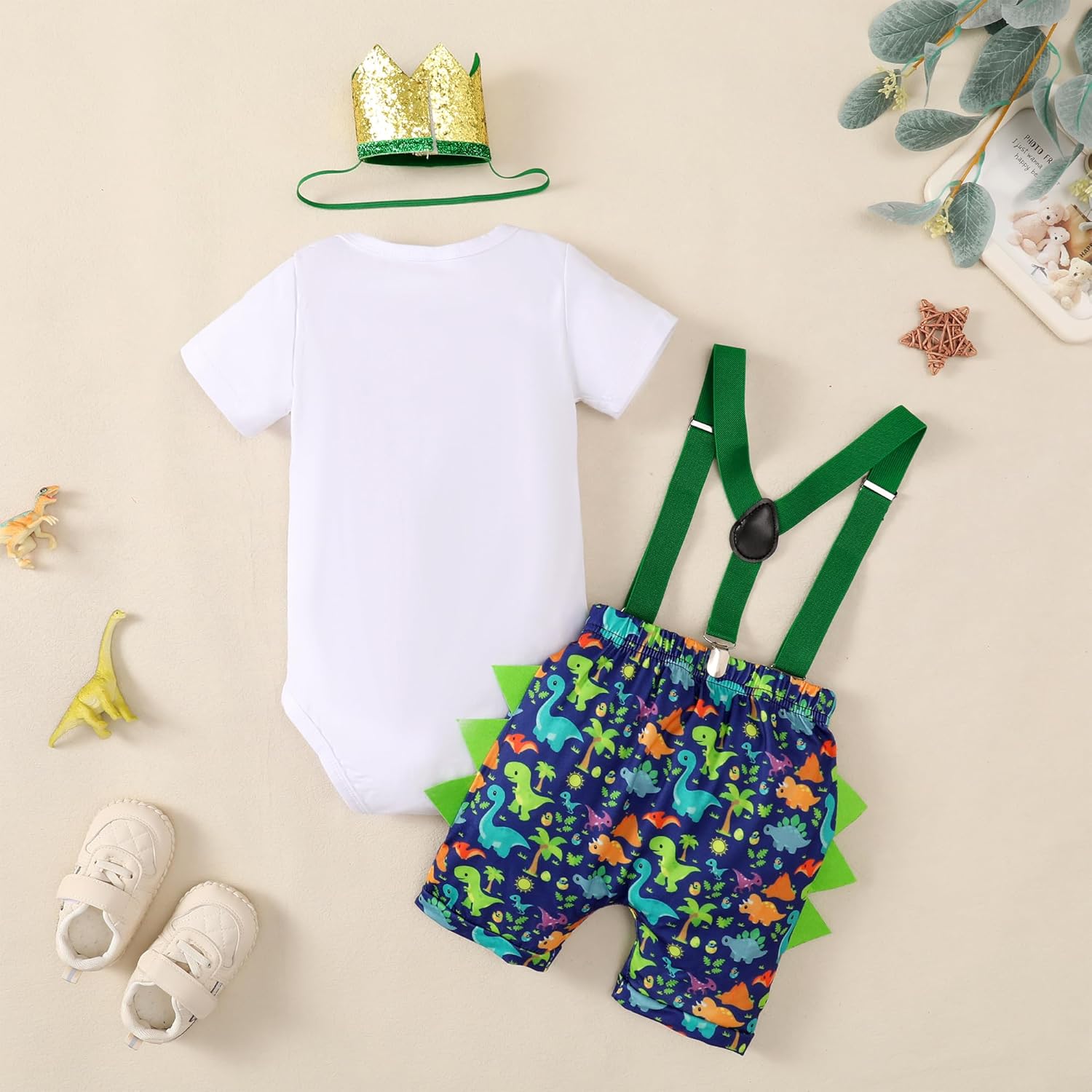 Baby Boy Dinosaur Romper Pants Set 1st Birthday Outfit