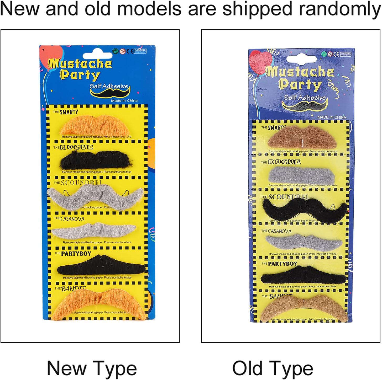 HUONIU Self Adhesive Mustaches 6 Pcs for Parties