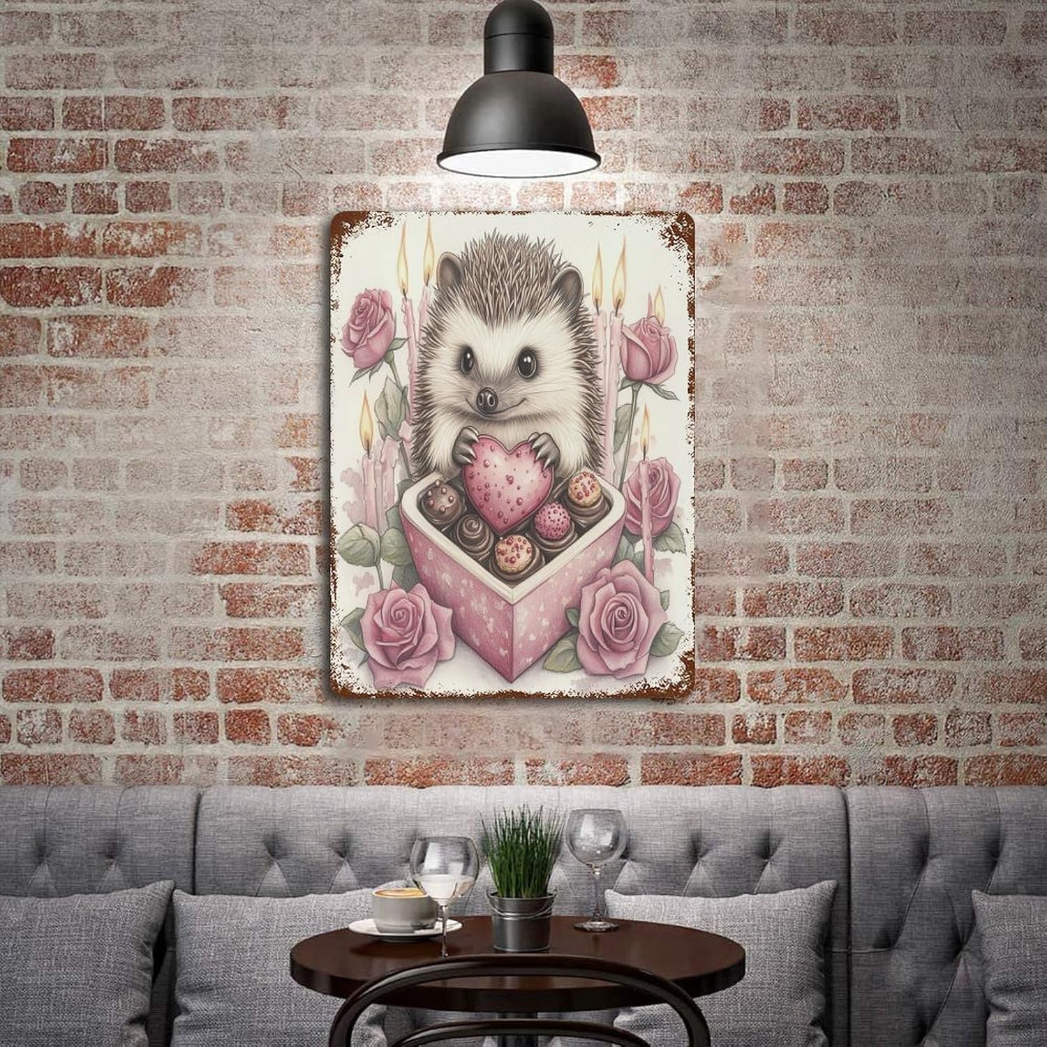 HighonHi Metal Tin Sign Rose Heart Valentine Decor