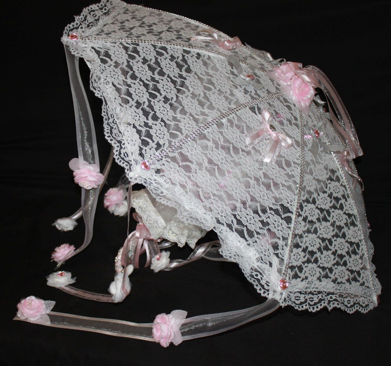 FavorOnline Shower of Happiness White Lace Umbrella with Rose Petals and Confetti