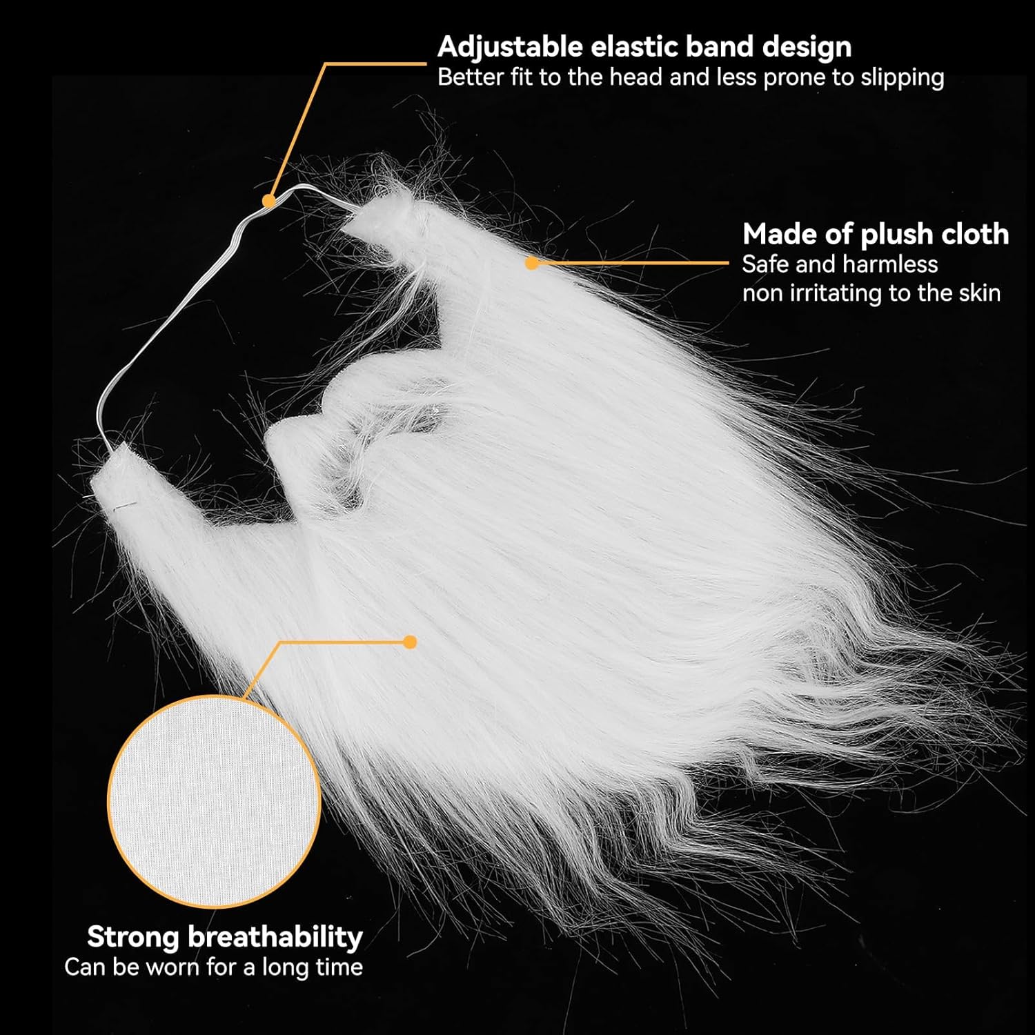 Agatige White False Beard with Elastic Band for Halloween Costume