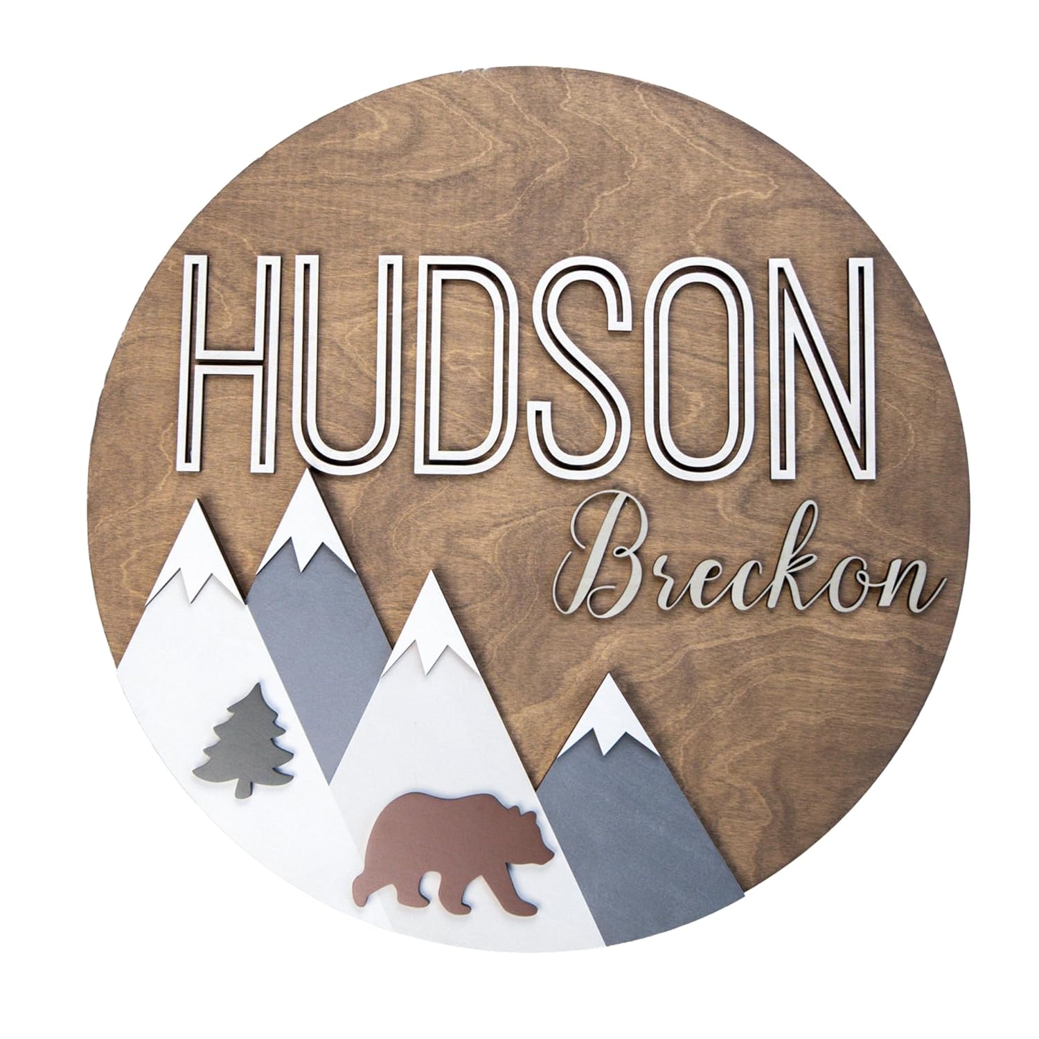 Boho Round Name Sign for Nursery and Kids Room