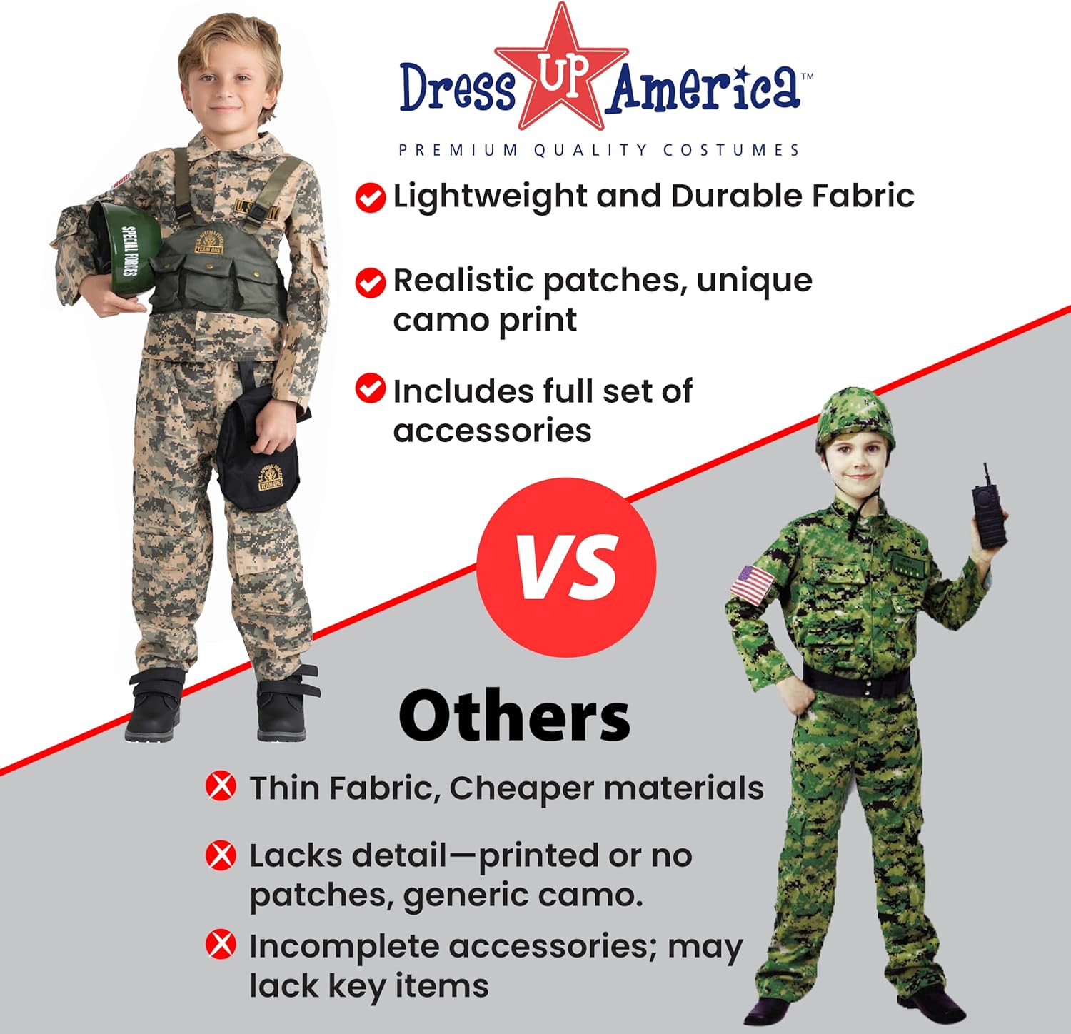 Dress Up America Army Costume for Boys Military Special Forces Set