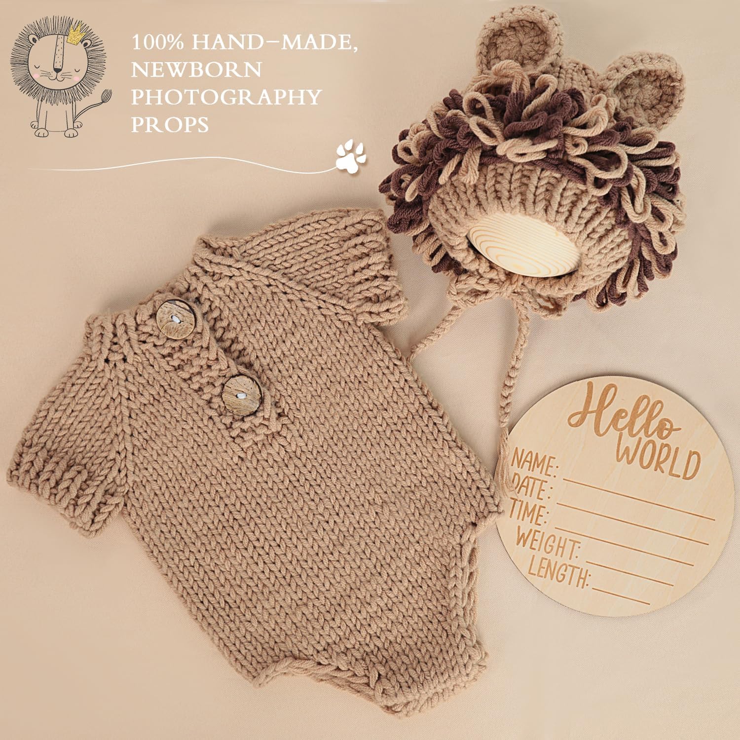 BLUETOP Lion Baby Onesie Set Newborn Photoshoot