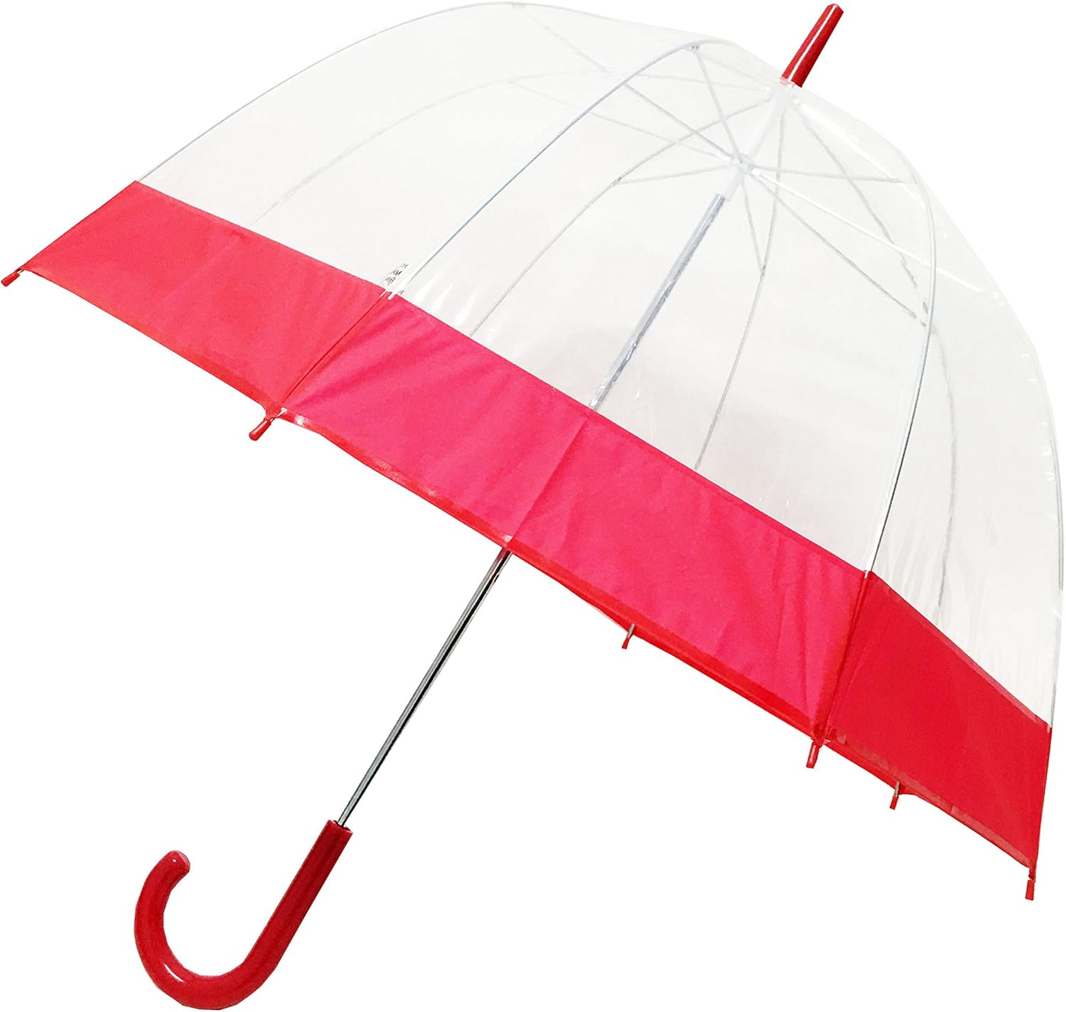 Elite America Red Trim Clear Bubble Umbrella - Stick Umbrella