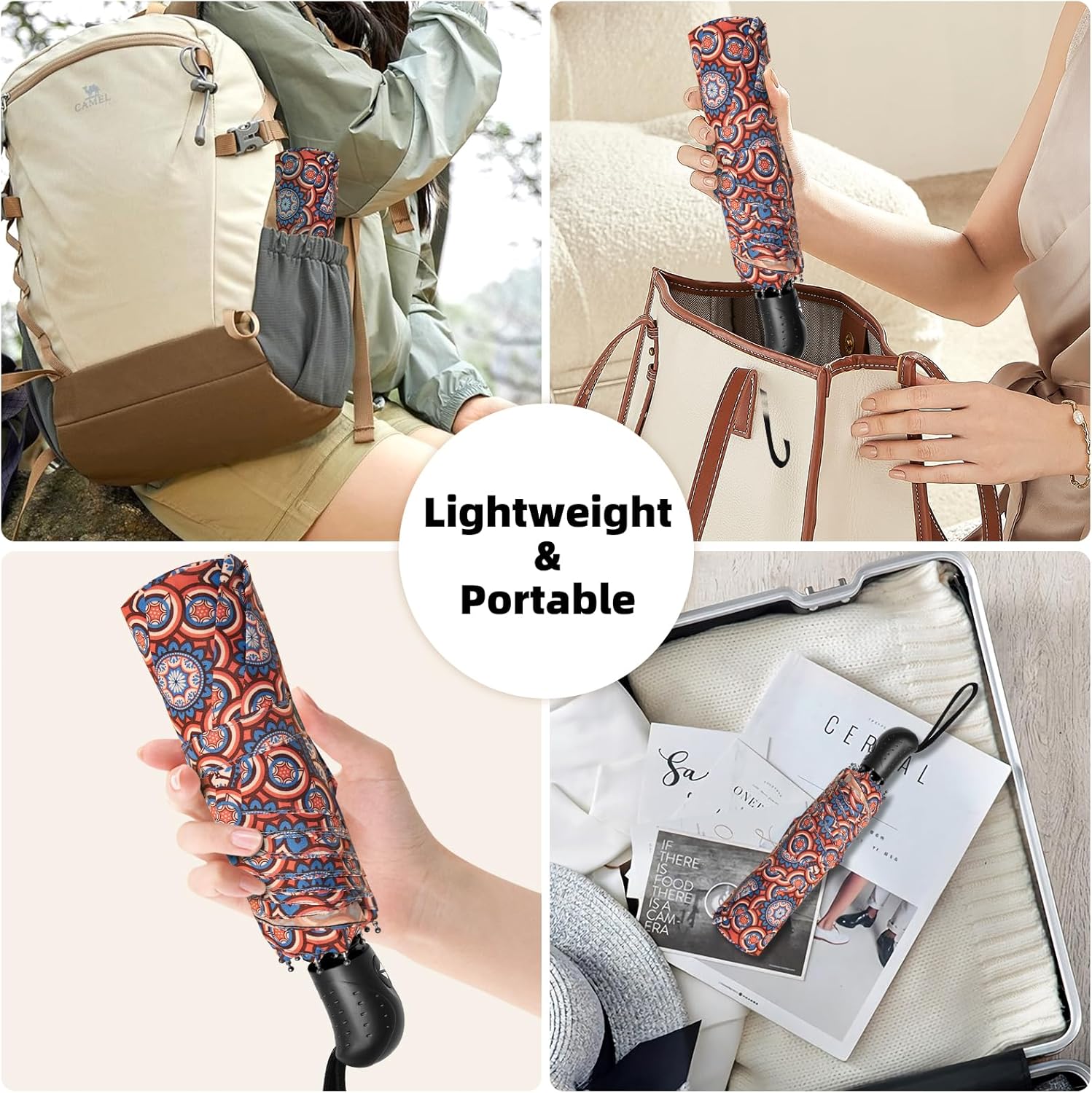 Trenovo Travel Umbrella - Compact Automatic Windproof Lightweight Colorful