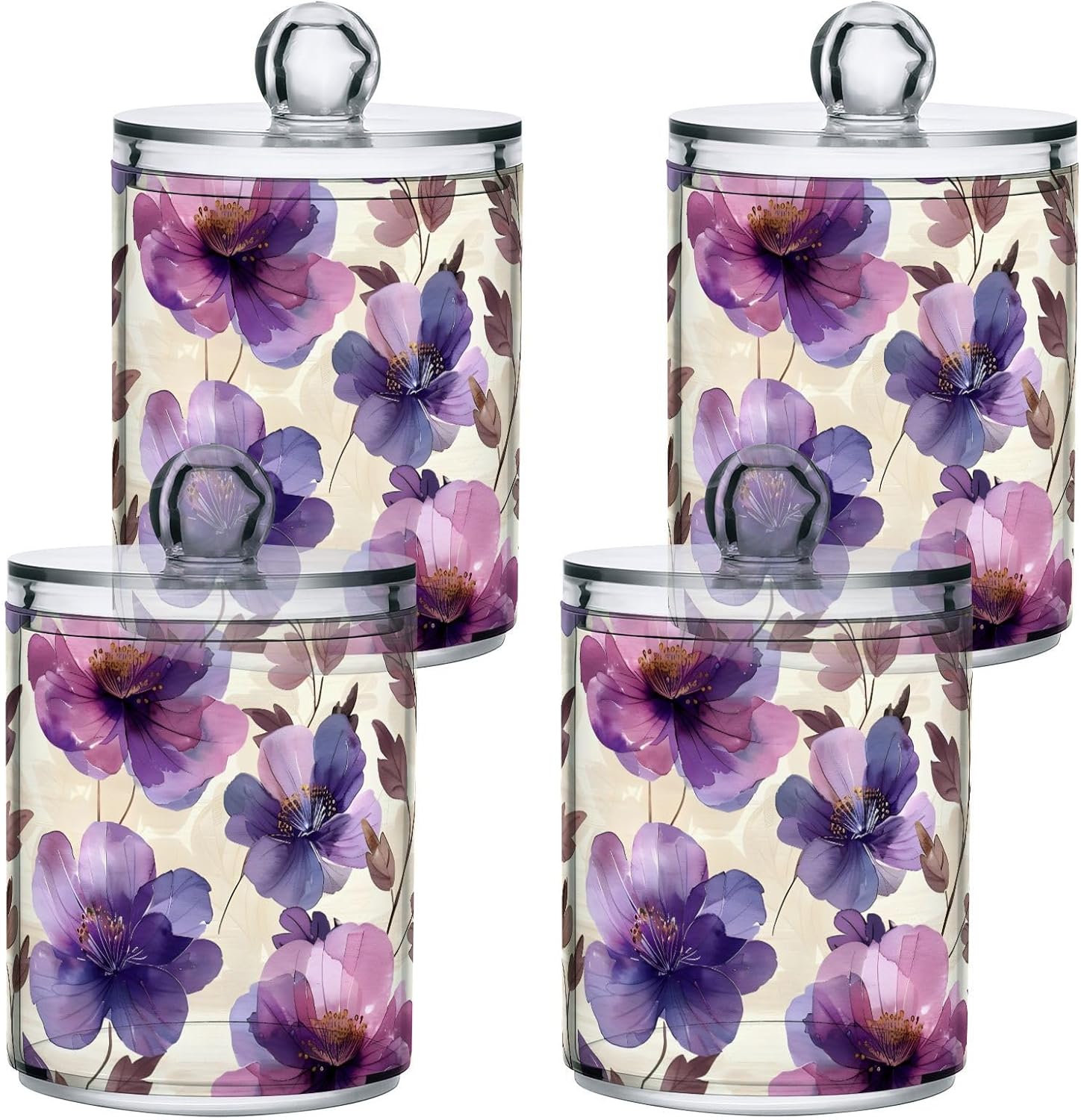 2-Pack QTip Holder Dispenser Clear Acrylic Jars