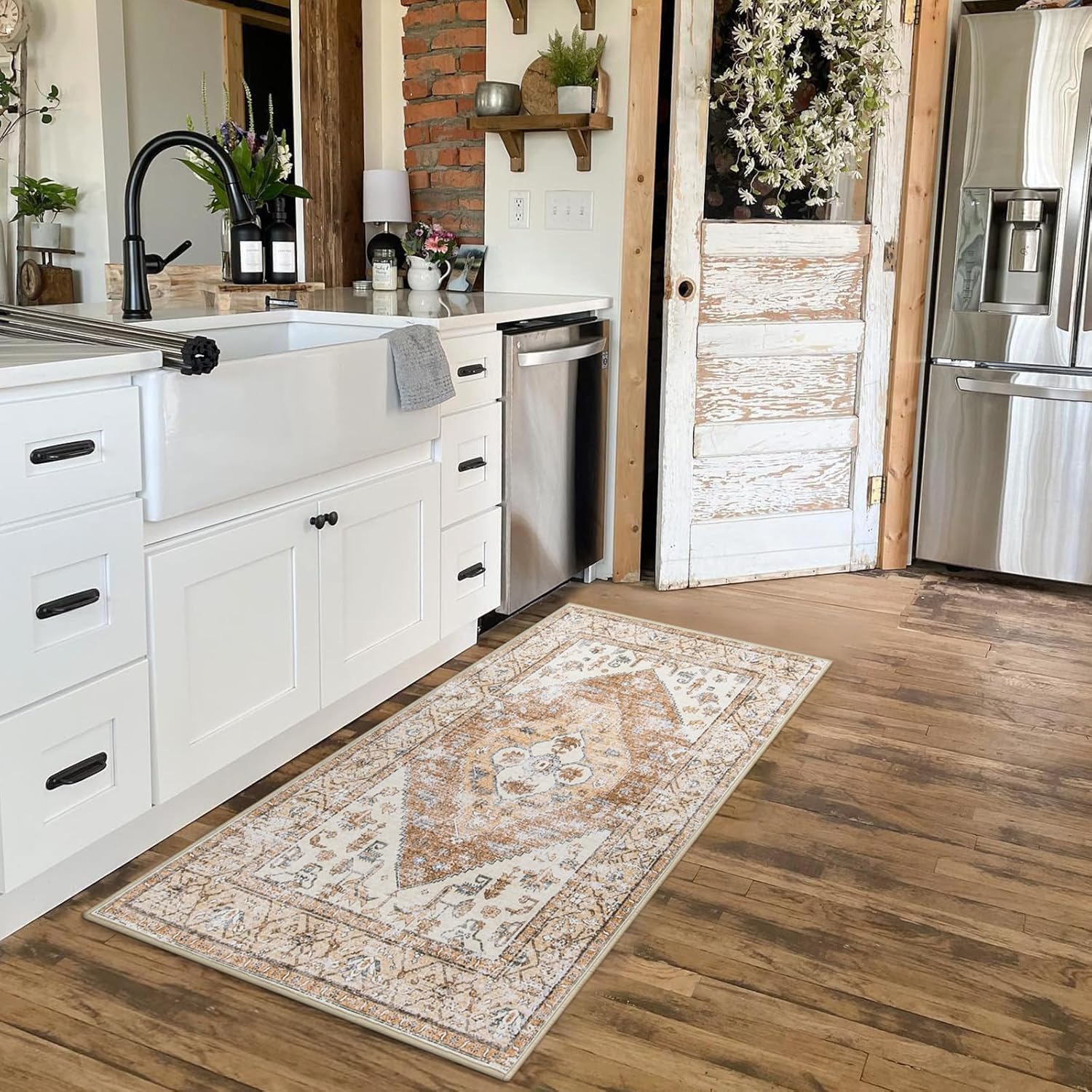 Lahome Boho Rug Runner Taupe 2x4 Non-Slip