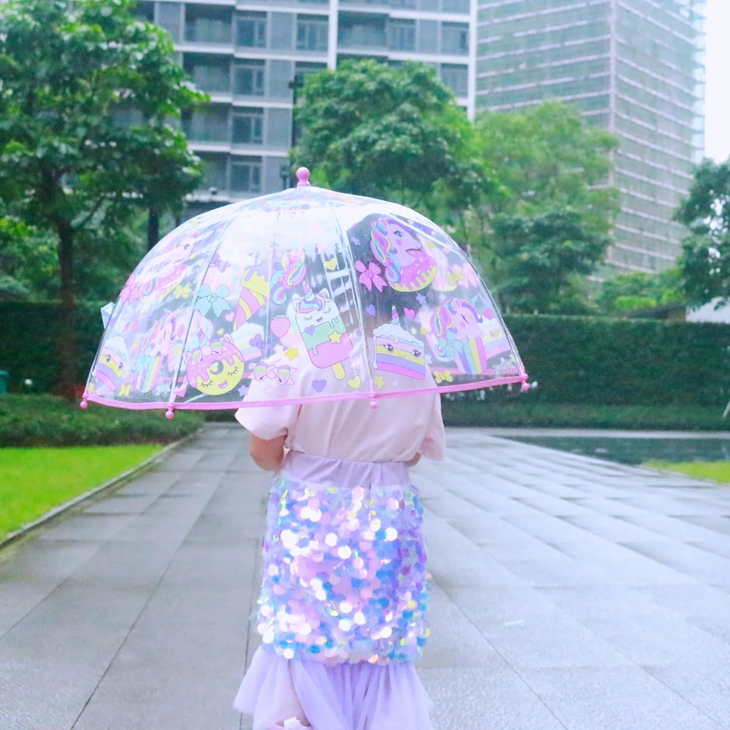 2 Pack Clear Bubble Umbrellas with Anti-Pinch Handle 1