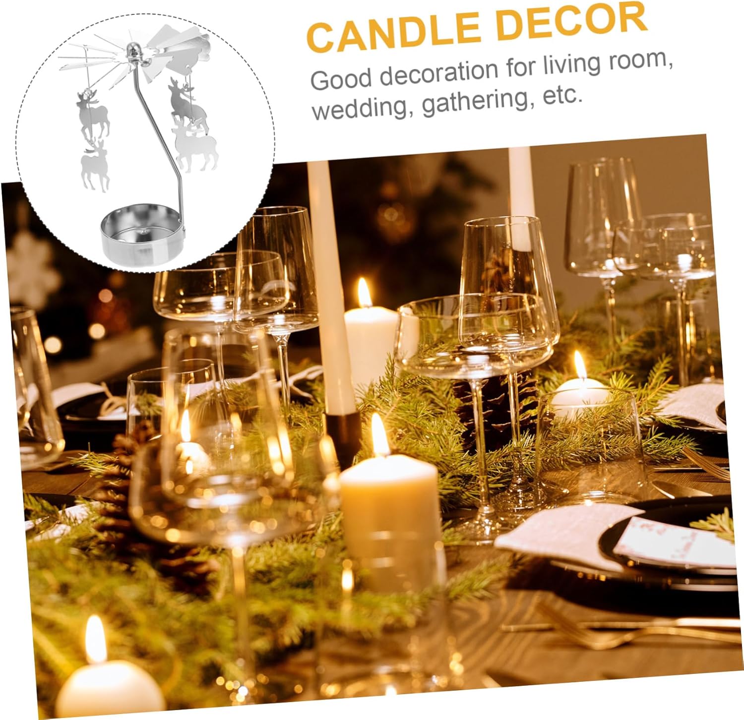 Rotating Metal Snowflake Candle Holder for Christmas Decor
