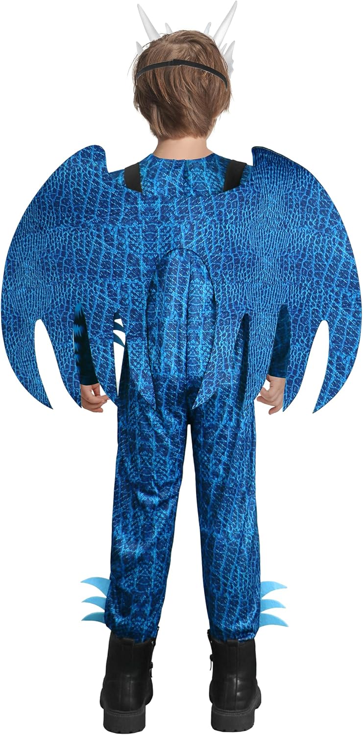 IKALI Kids Blue Dragon Costume with Wings and Mask Set
