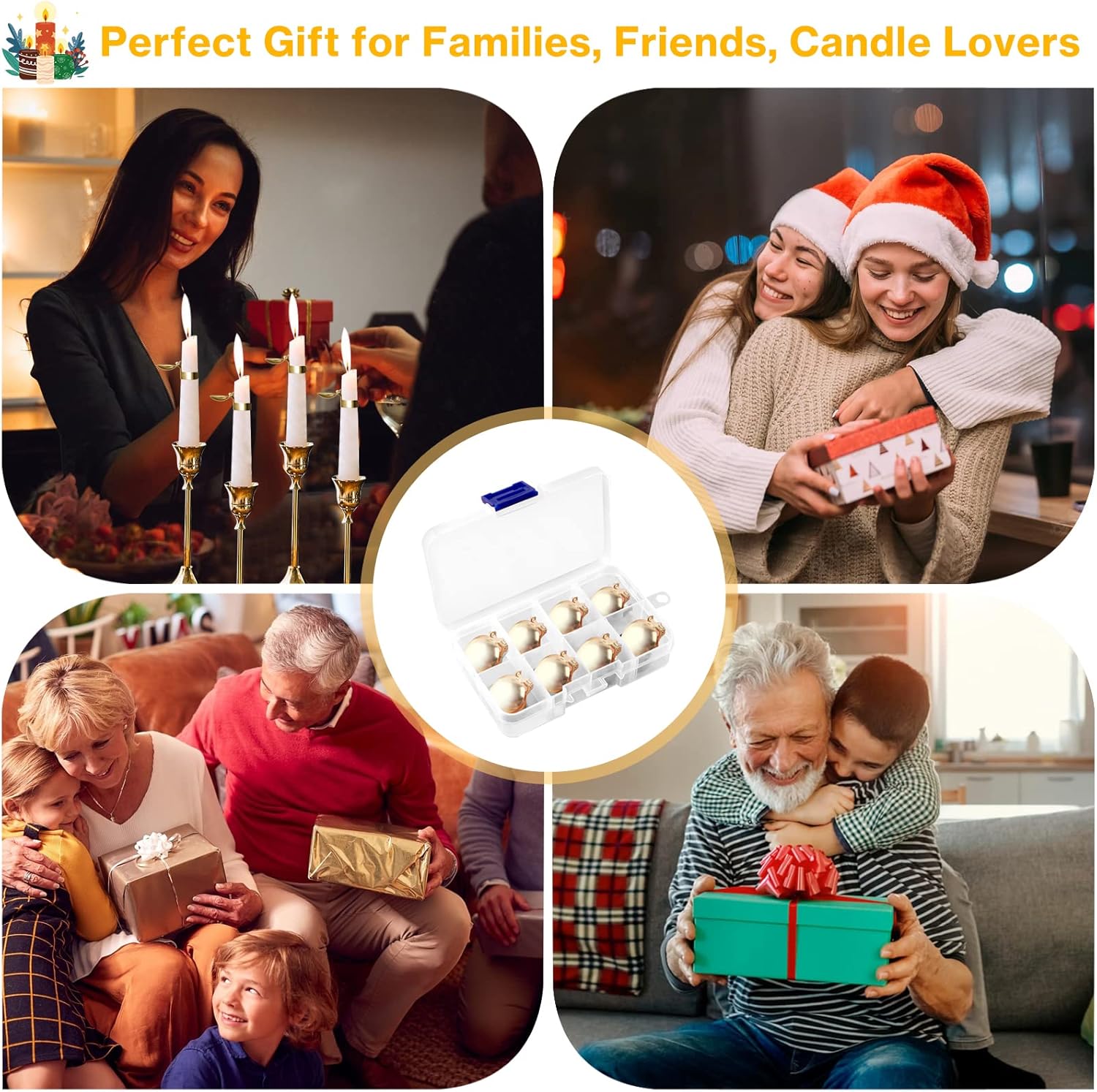 LILANGLI Swedish Candle Extinguishing Ring Set - 8 Pcs Gold Automatic Wick Snuffer Kit