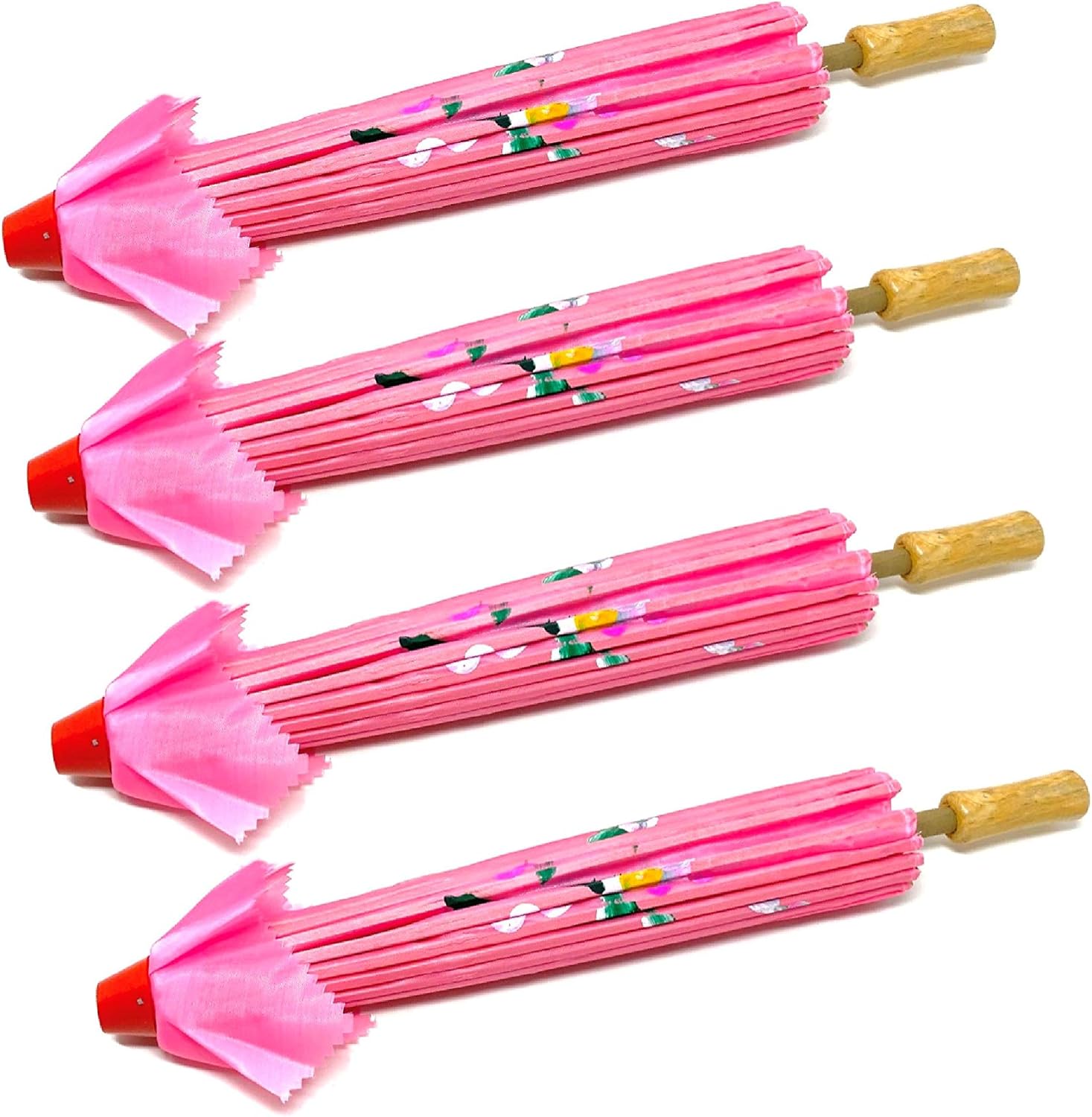 TJ Global 4 Pack 33 Inch Bamboo Parasol Umbrellas