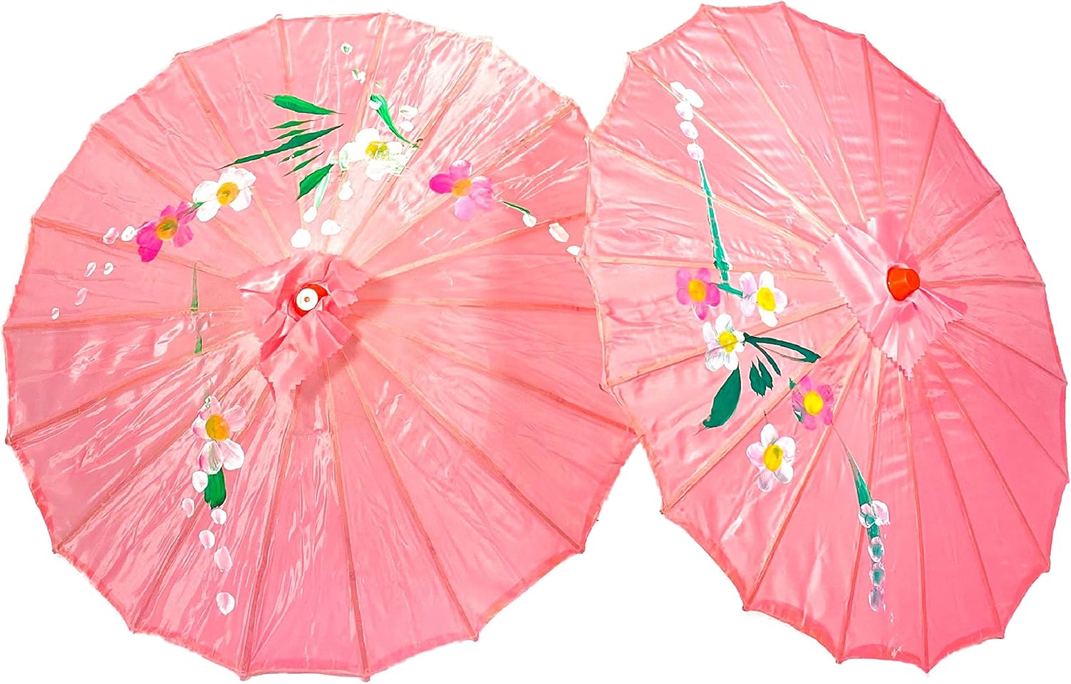 TJ Global 33 Bamboo Parasol Umbrellas - 2 Pink