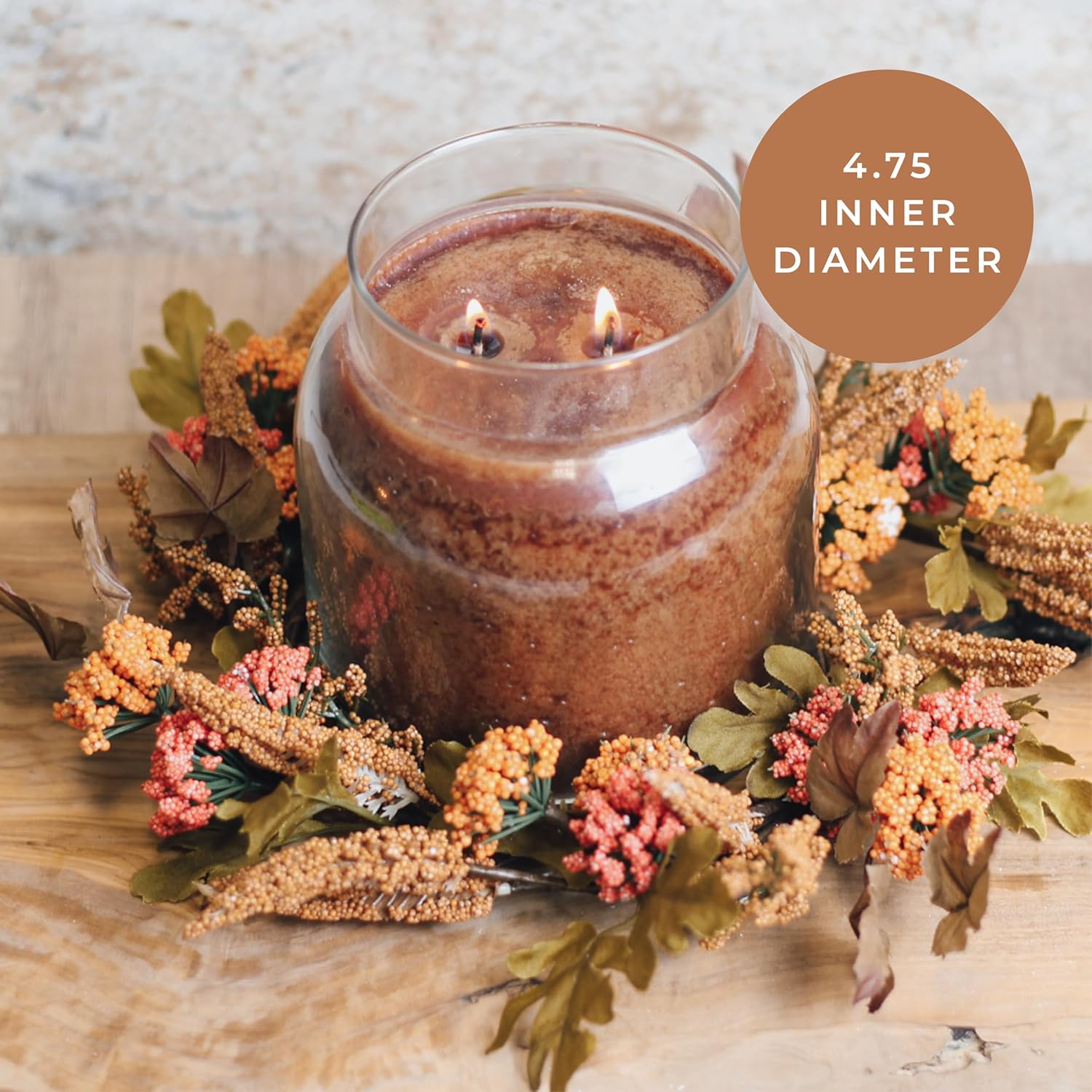 A Cheerful Giver Candlestick Holder Brown Amaranthus Foliage Design
