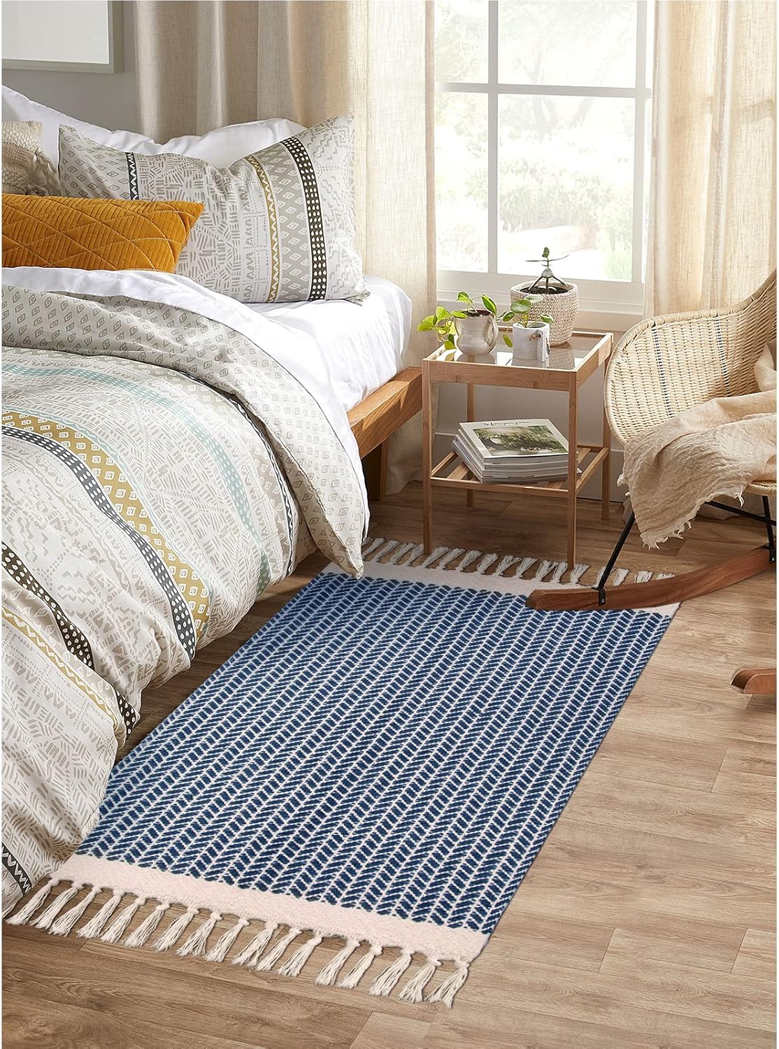 Lahome Boho Bathroom Rug with Tassels