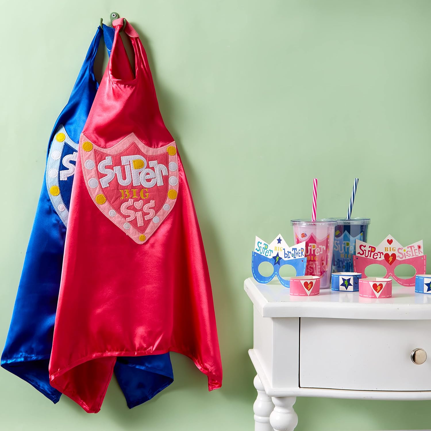 CR Gibson Pink Big Sister Superhero Cape Costume 3pc 22 L