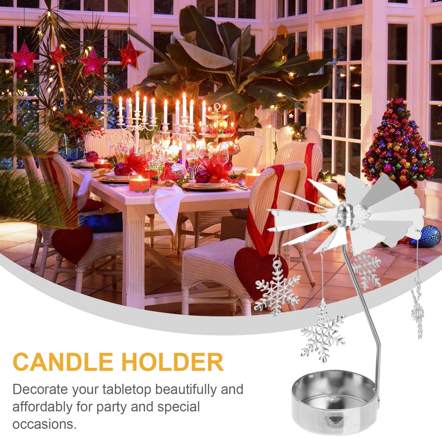 IMIKEYA 3pcs Rotating Candle Holders for Christmas Desk