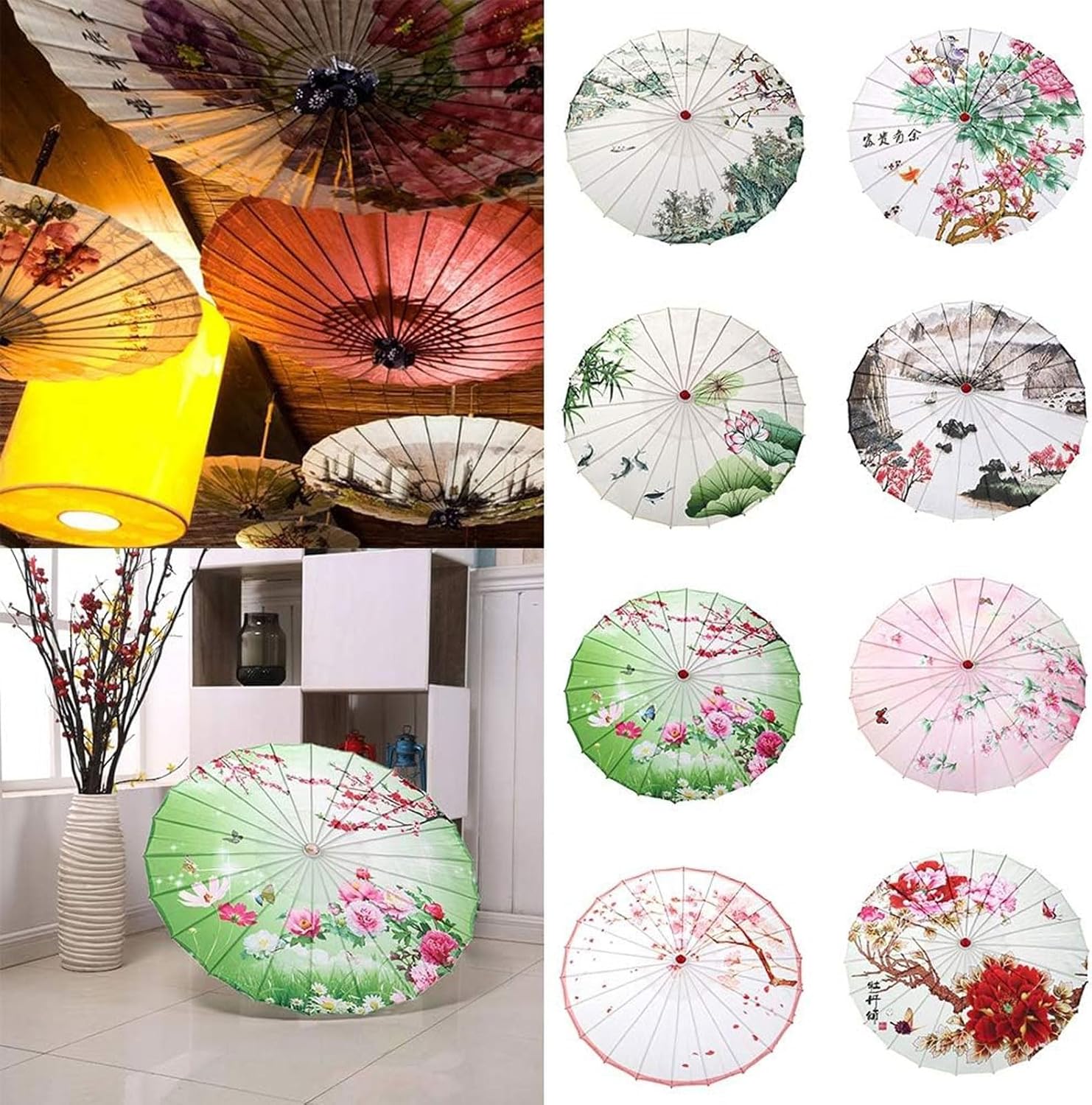 Handmade Silk Parasol Umbrella with Bamboo Frame