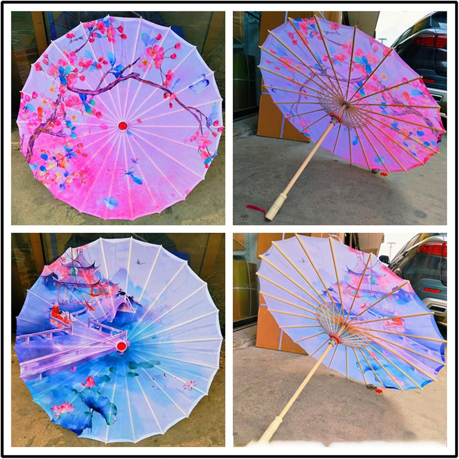 Handmade Silk Parasol Umbrella with Bamboo Frame