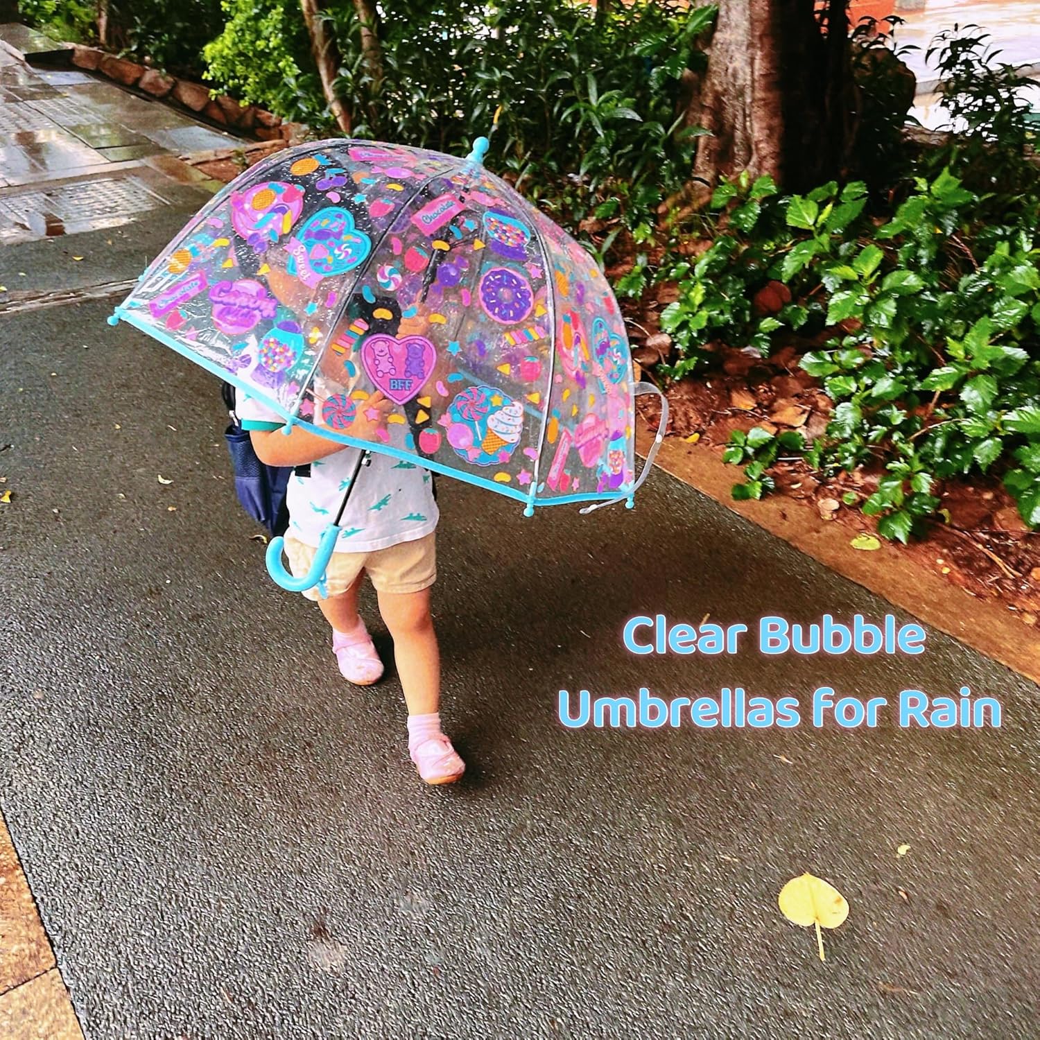 2 Pack Clear Bubble Umbrellas with Anti-Pinch Handle 1