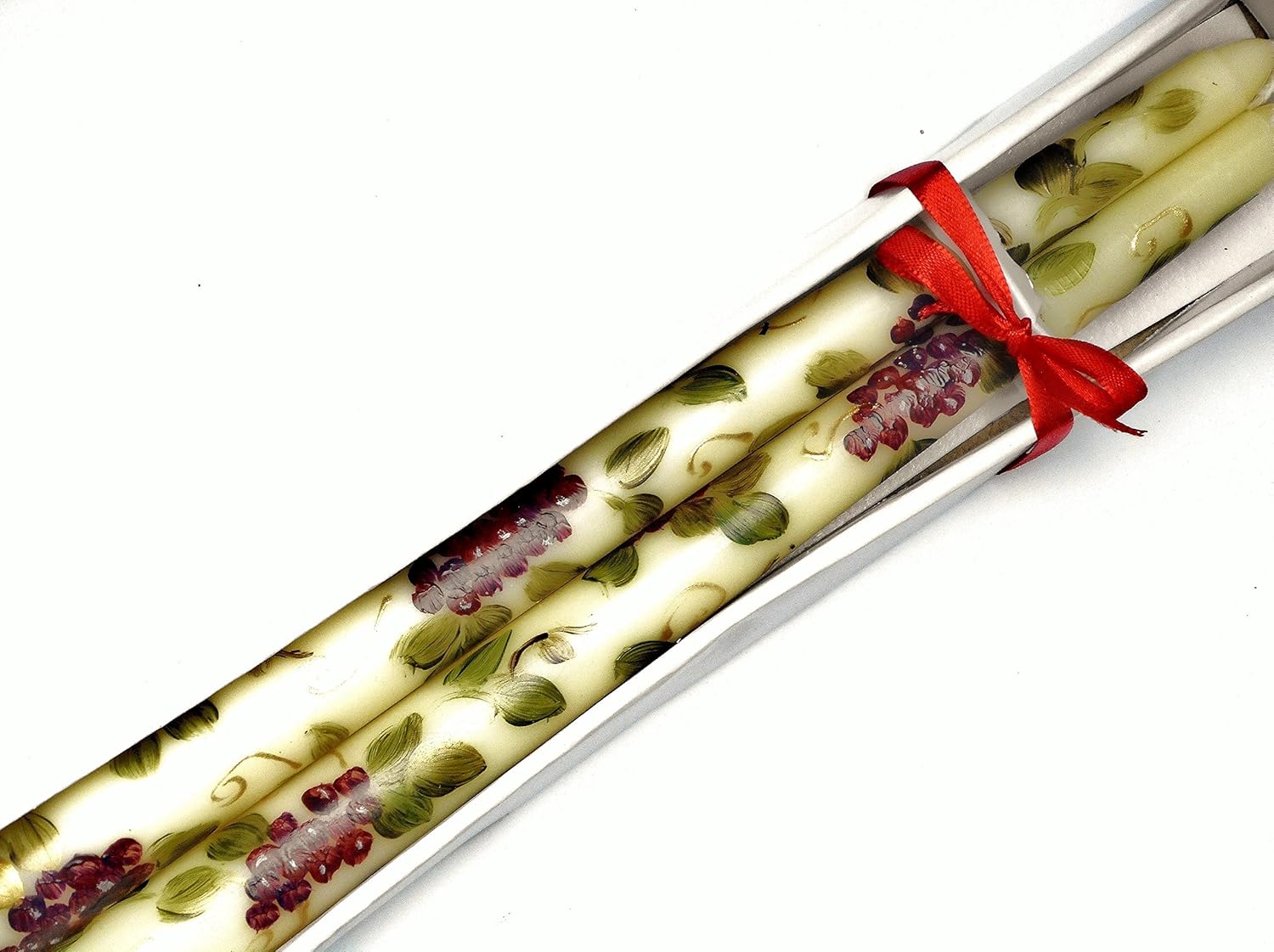 Tuscany Theme Hand Painted Taper Candles with Grape Vines and Clusters