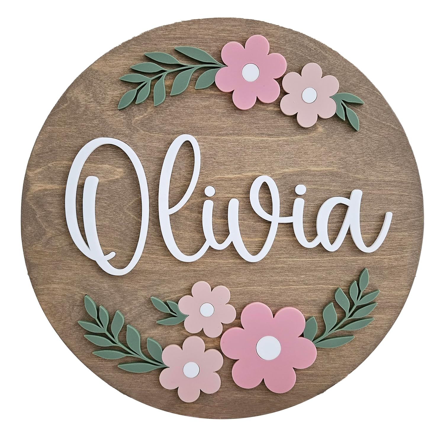 Boho Round Name Sign for Nursery and Kids Room