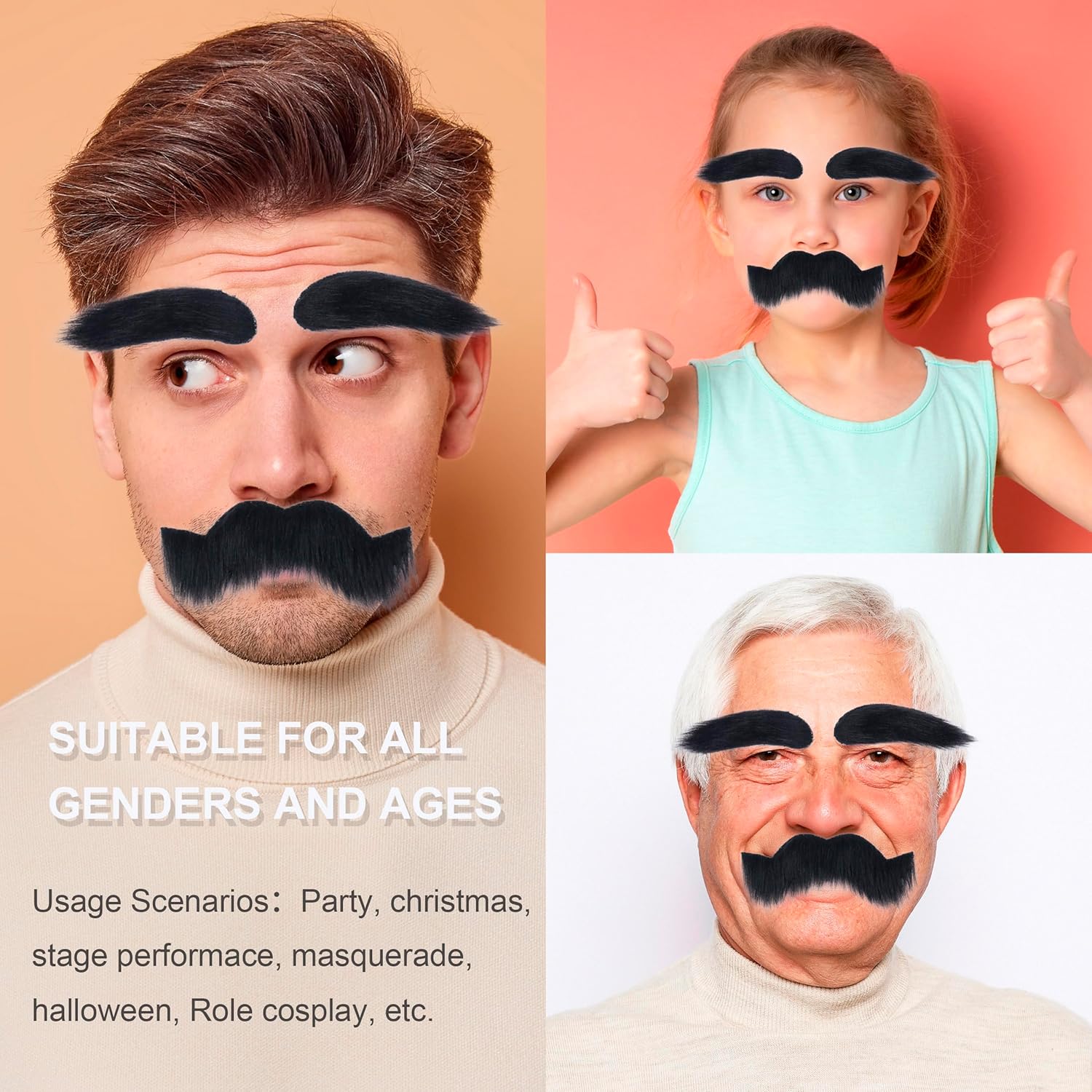 Yan Dream Unisex Fake Mustache and Eyebrows Set