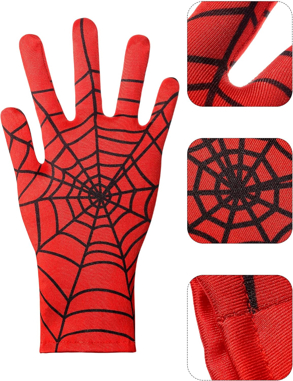 Geyoga Spider Web Gloves Red Black Halloween Costume