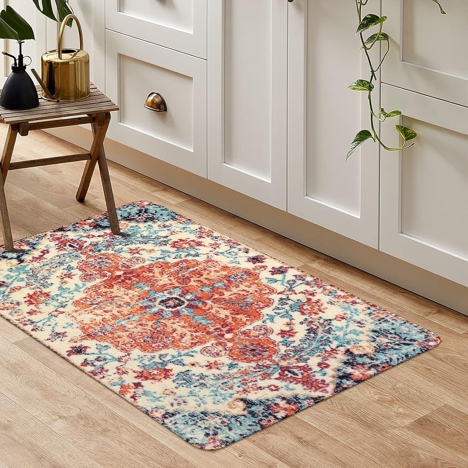 Lahome Bohemian Floral Medallion Area Rug