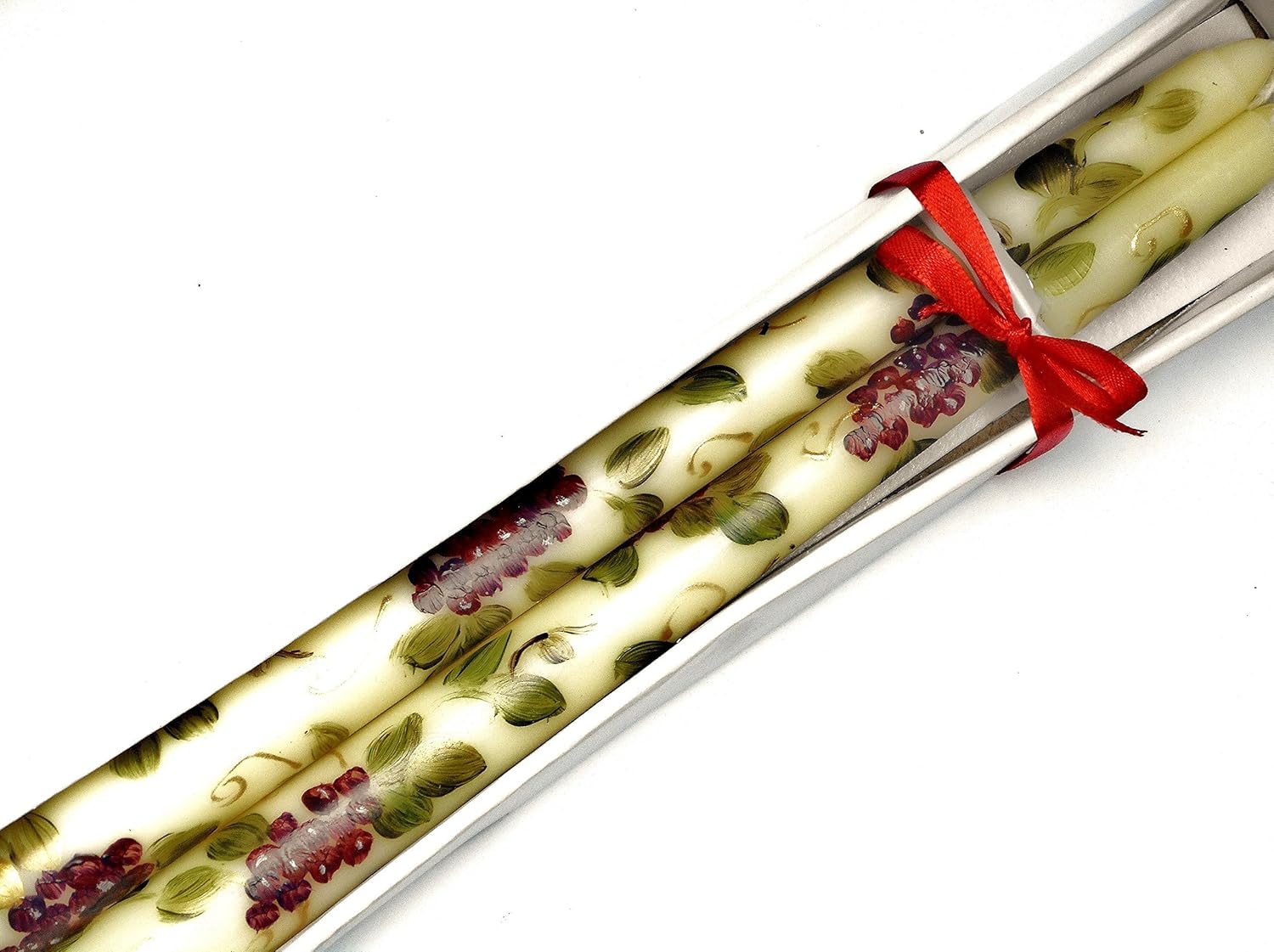 Tuscany Theme Hand Painted Taper Candles with Grape Vines and Clusters