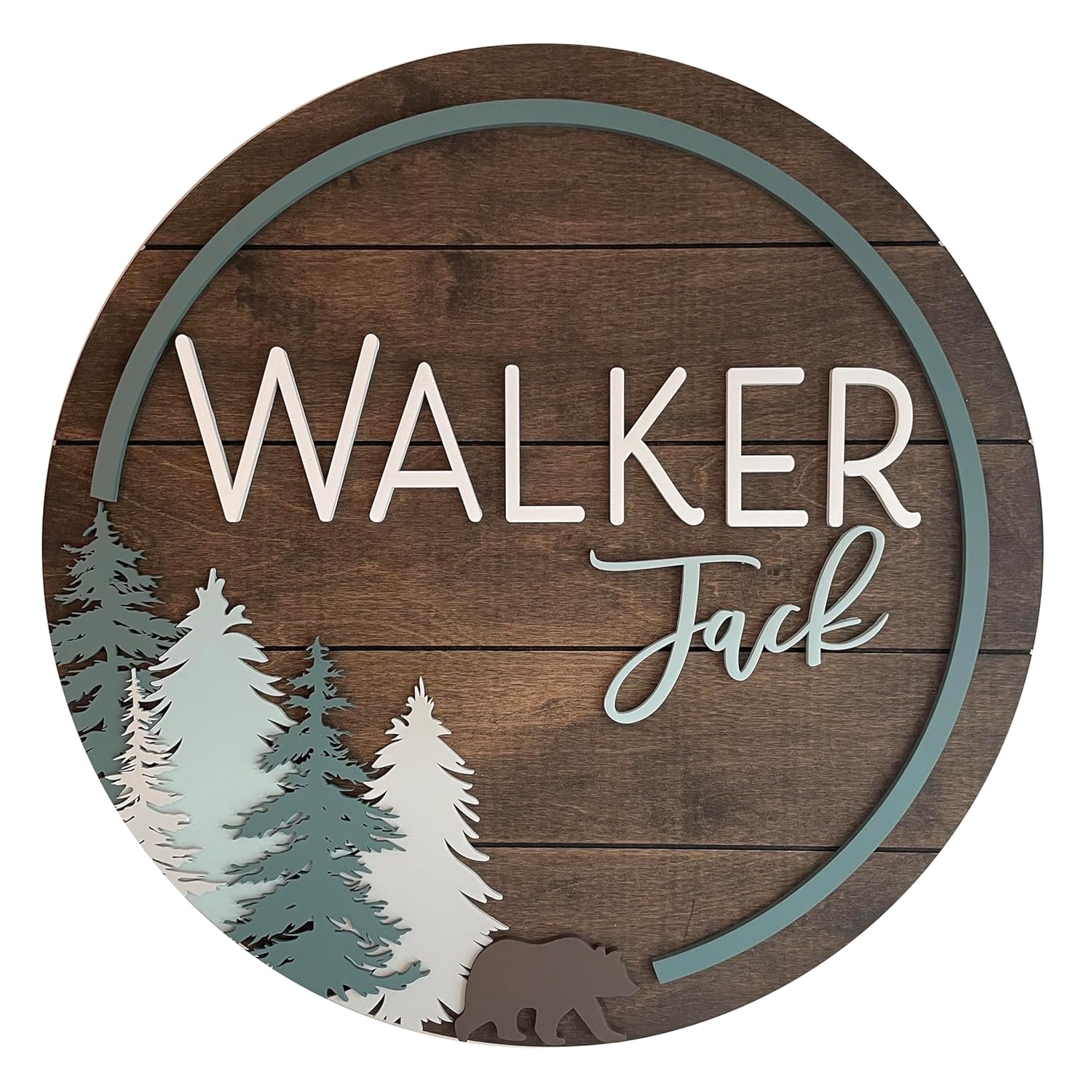Boho Round Name Sign for Nursery and Kids Room