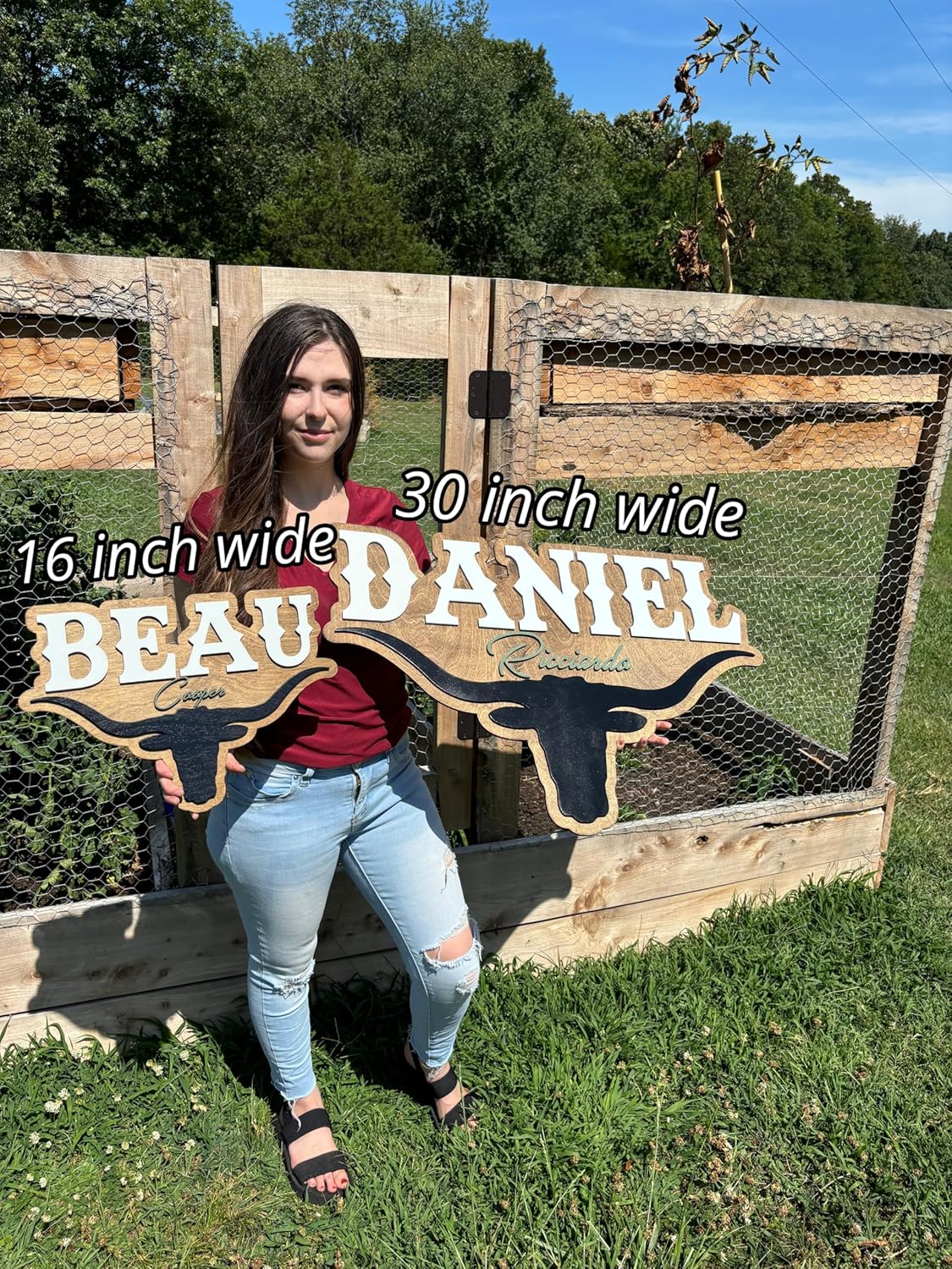Western Themed Nursery Name Sign Bull Horns Decor