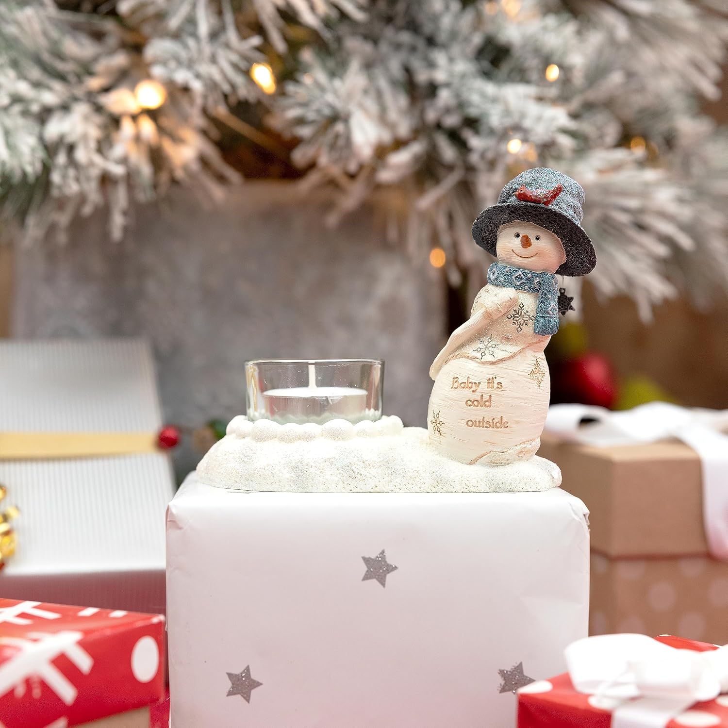 Pavilion Gift Company - Cold Outside Snowman Tealight Holder 1